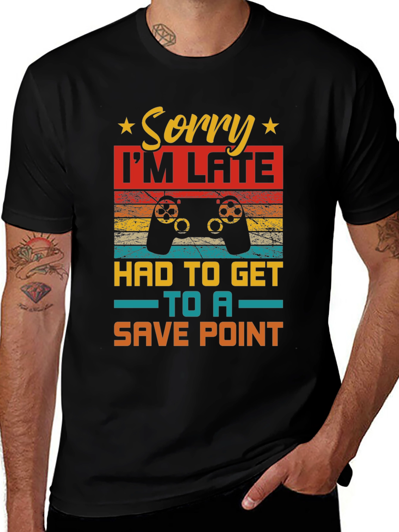 Variant 11 of Gamer Sorry I'm Late Save Point T-Shirt