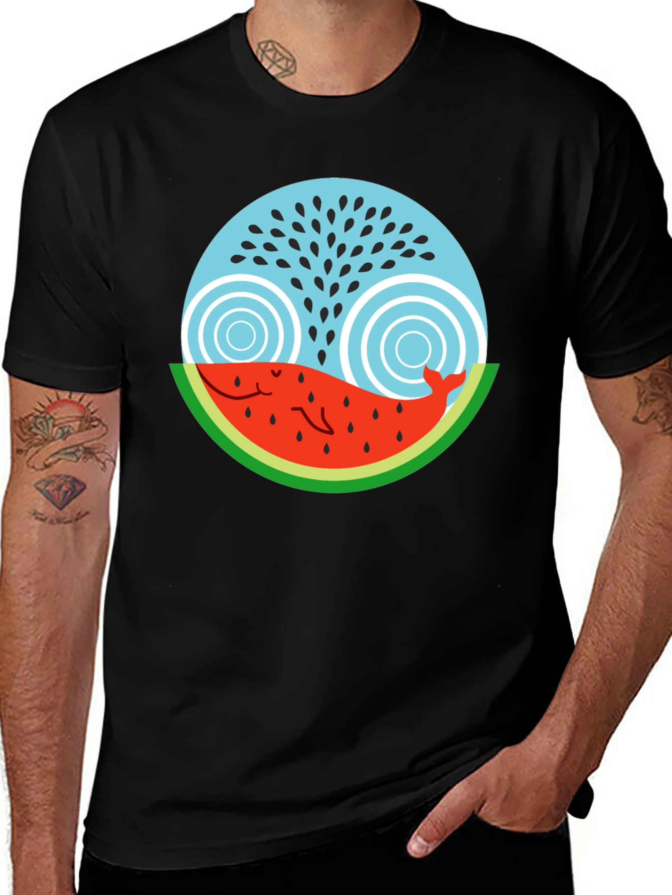 Whale Watermelon T-Shirt - Unique Graphic Tee