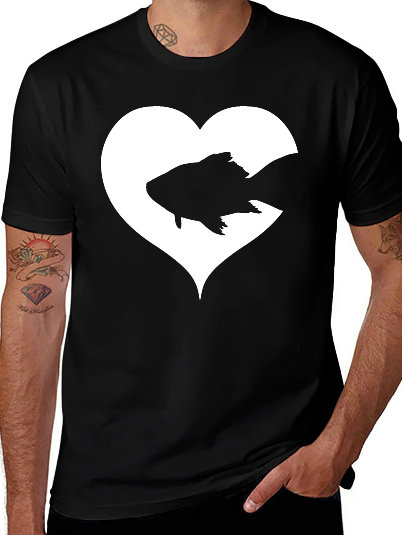 Variant 23 of Heart Fish Graphic Tee - Love for Aquatics