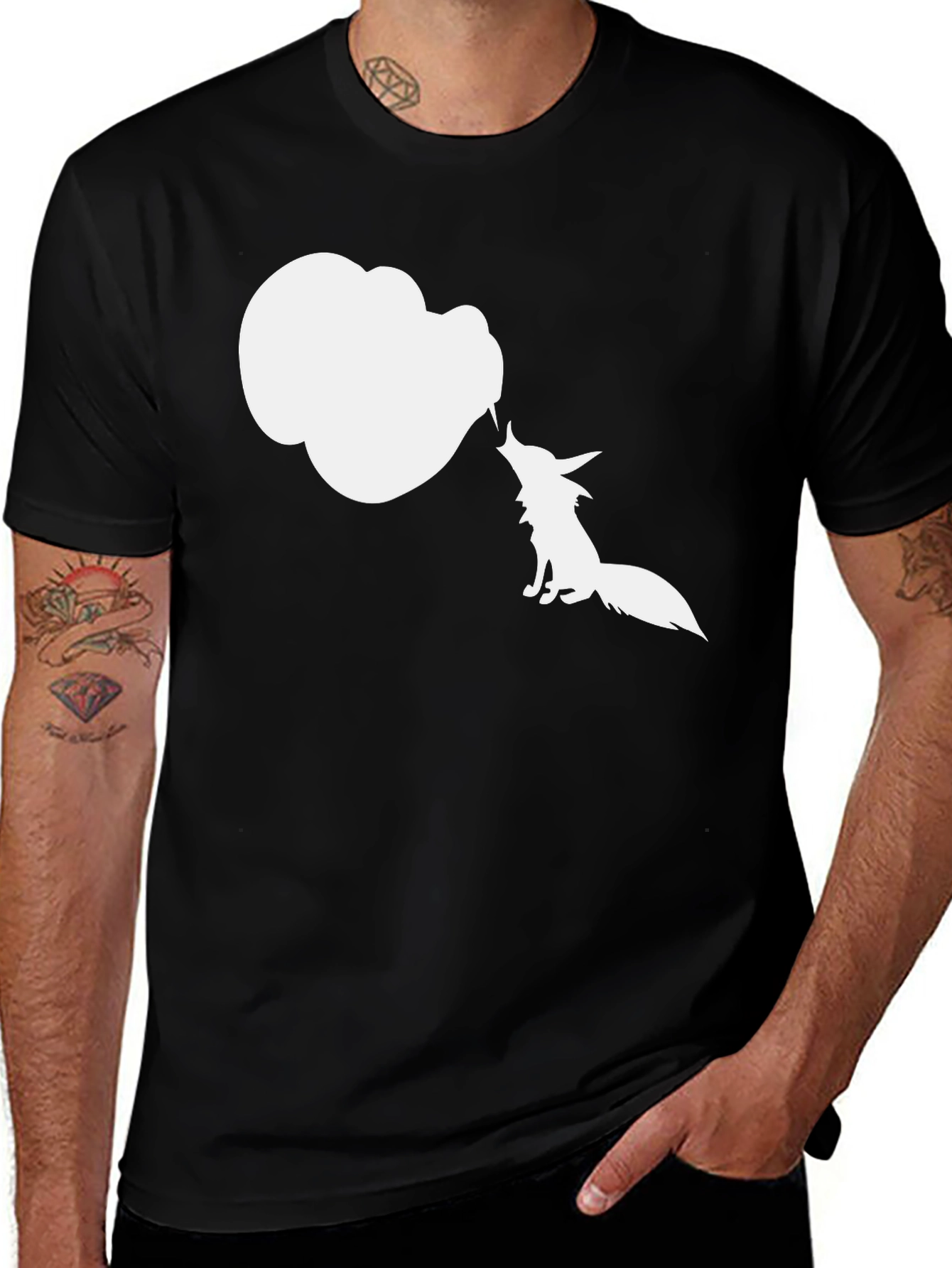 Variant 3 of Wolf Howl Speech Bubble Graphic Tee - Black
