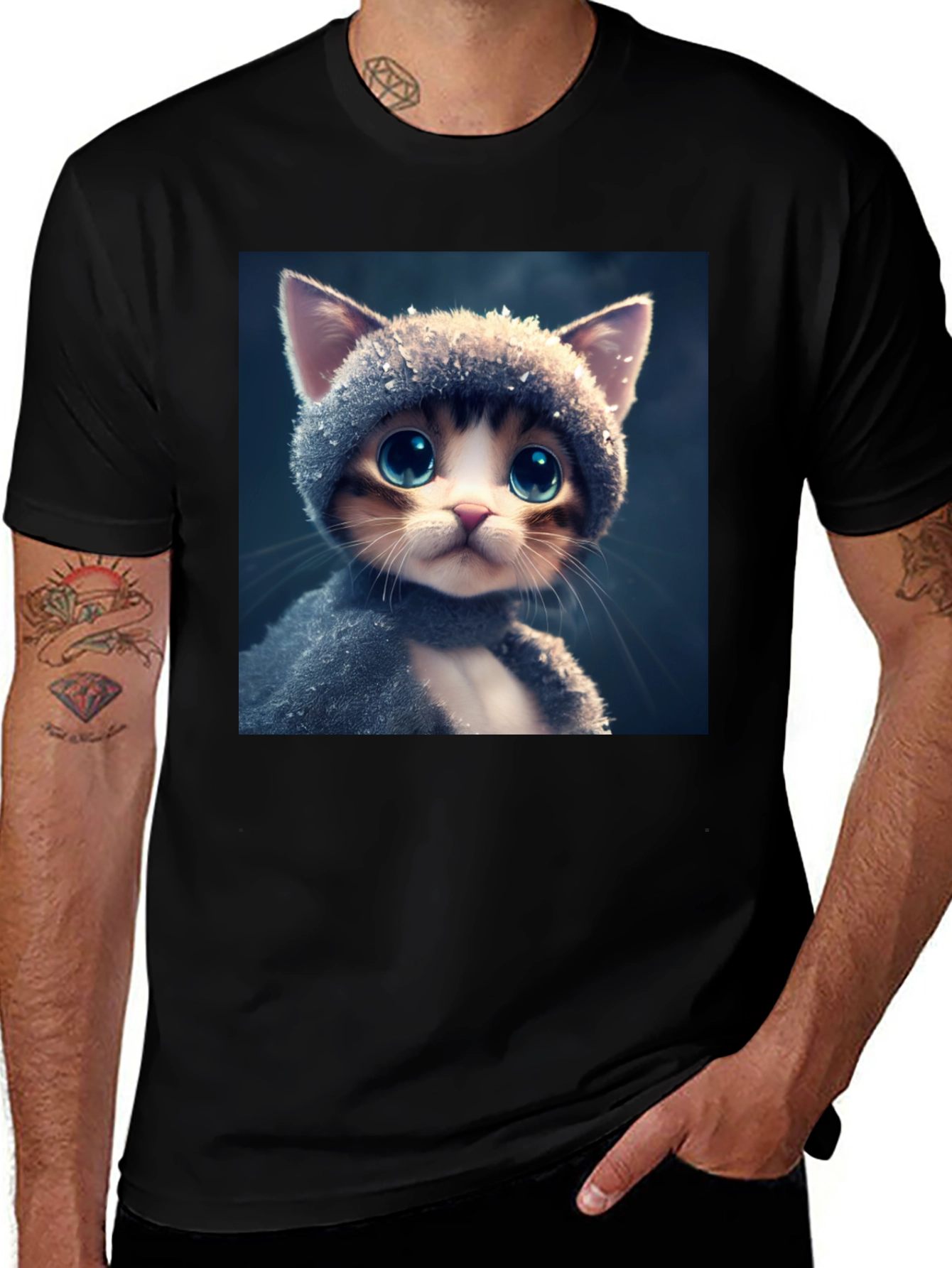 Variant 30 of Cute Kitten T-Shirt - Unisex Black Tee