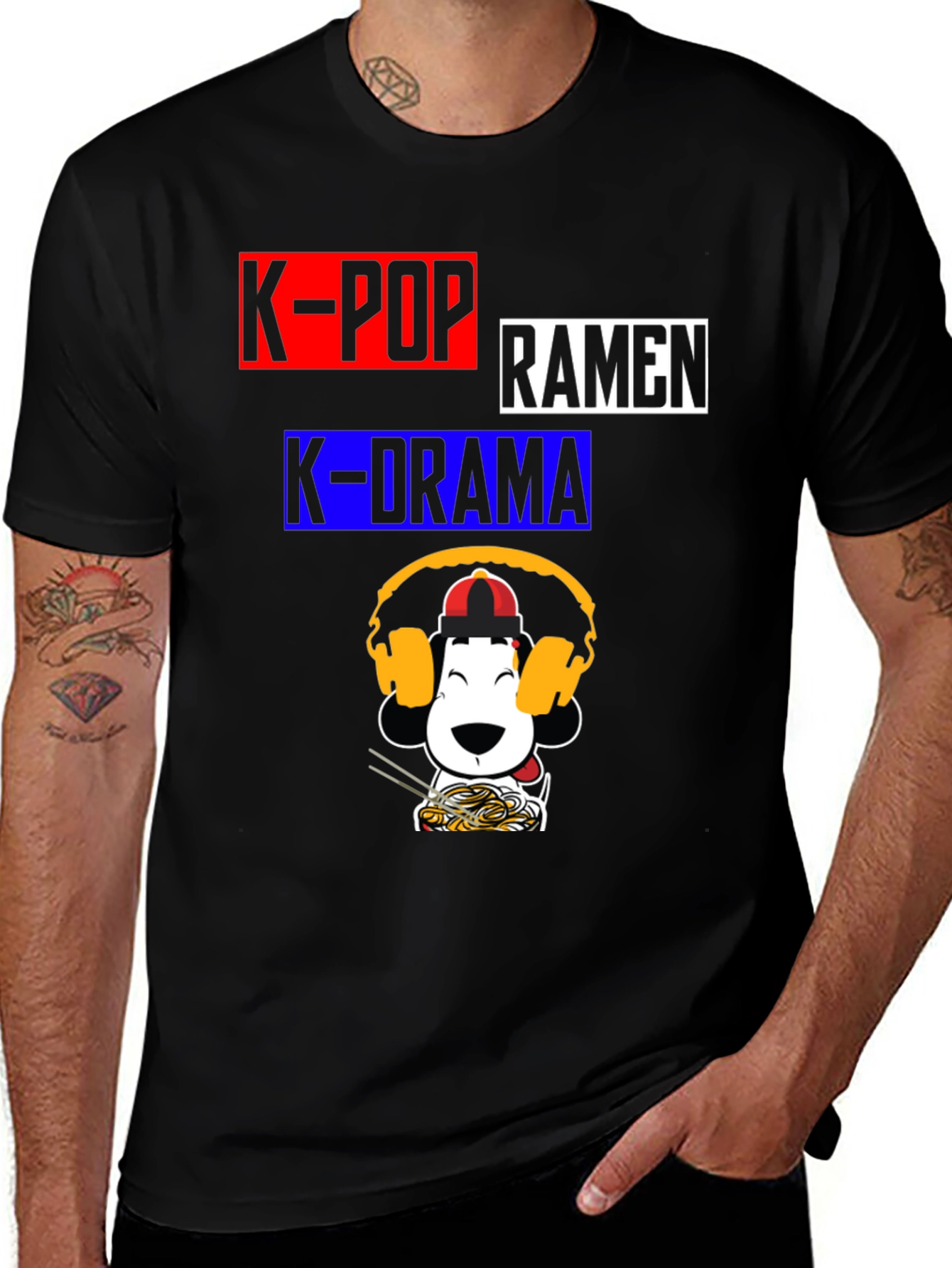 K-Pop, Ramen, K-Drama Black T-Shirt