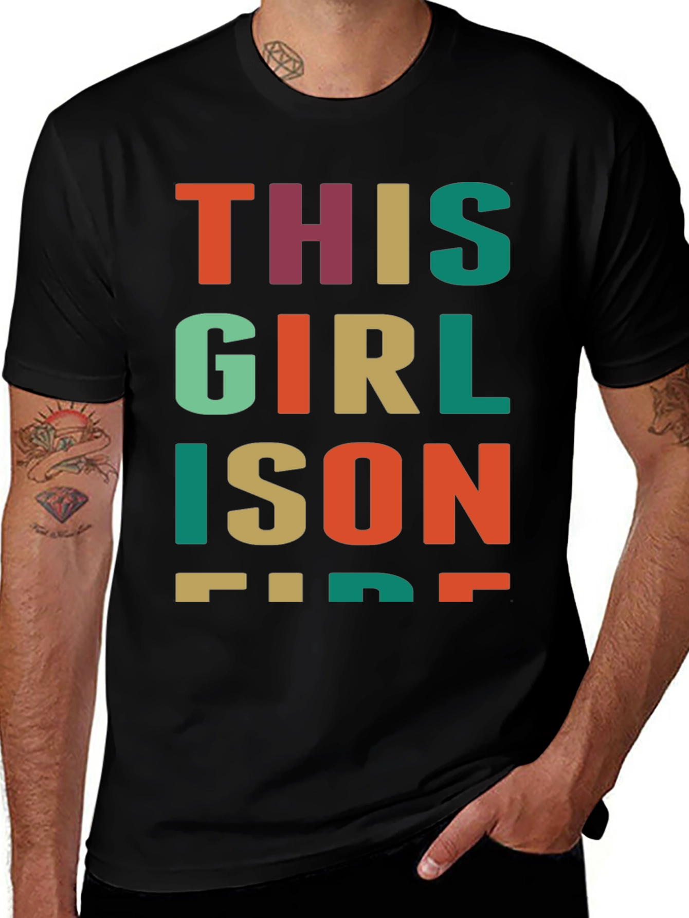 Variant 24 of This Girl Is On Fire Graphic Tee - Unisex Black T-Shirt