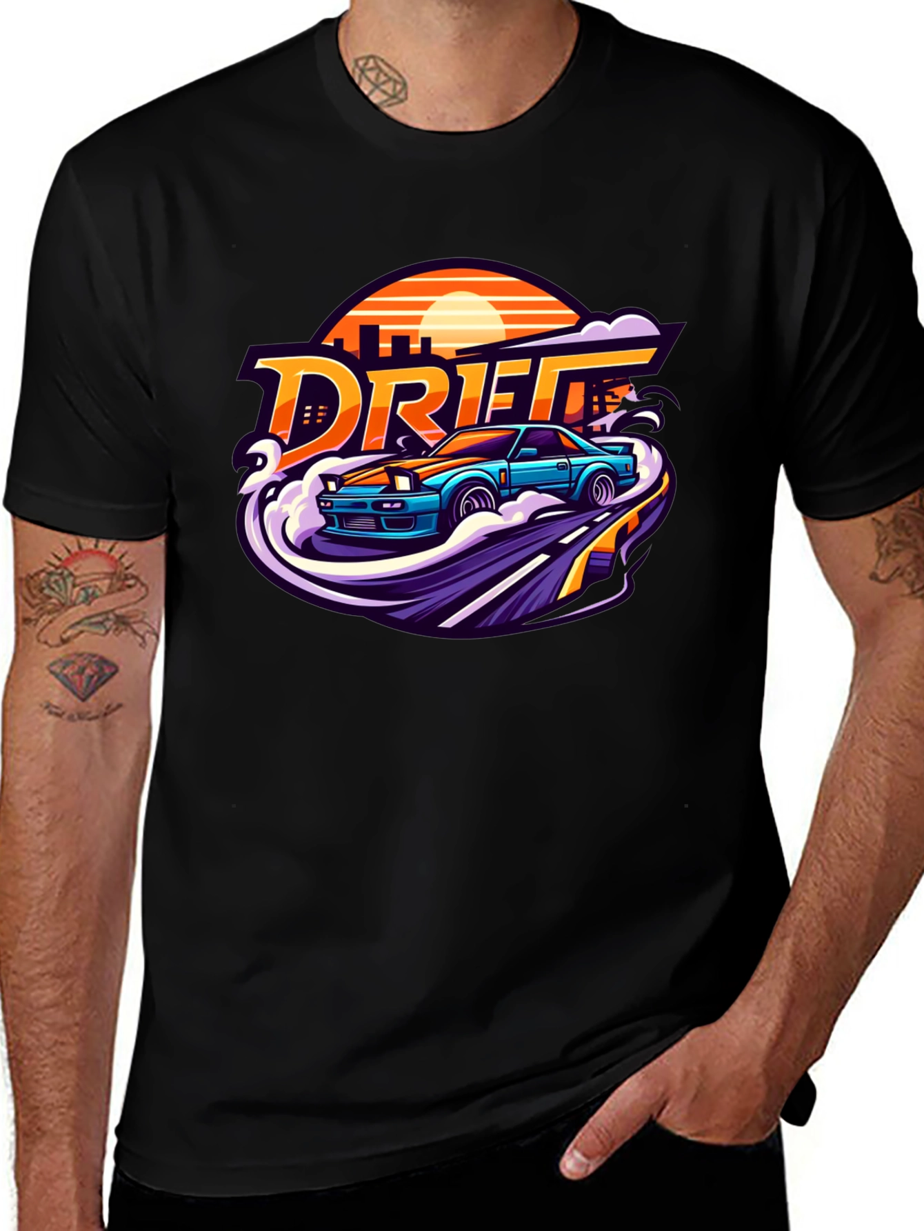 Variant 27 of Drift Car Graphic Tee - Retro Style
