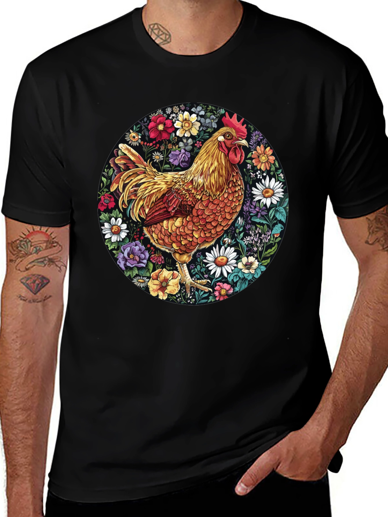 Variant 13 of Floral Chicken Graphic Tee