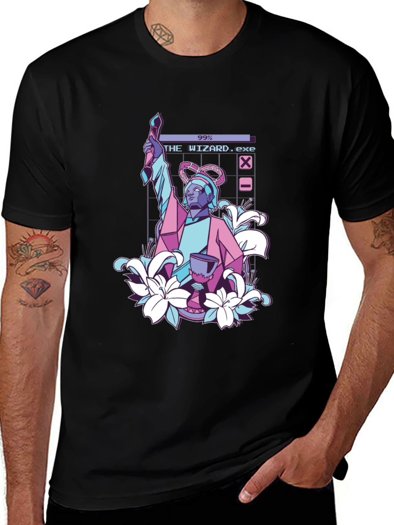 Variant 8 of The Wizard .exe Graphic Tee - Retro Computer Aesthetic T-Shirt