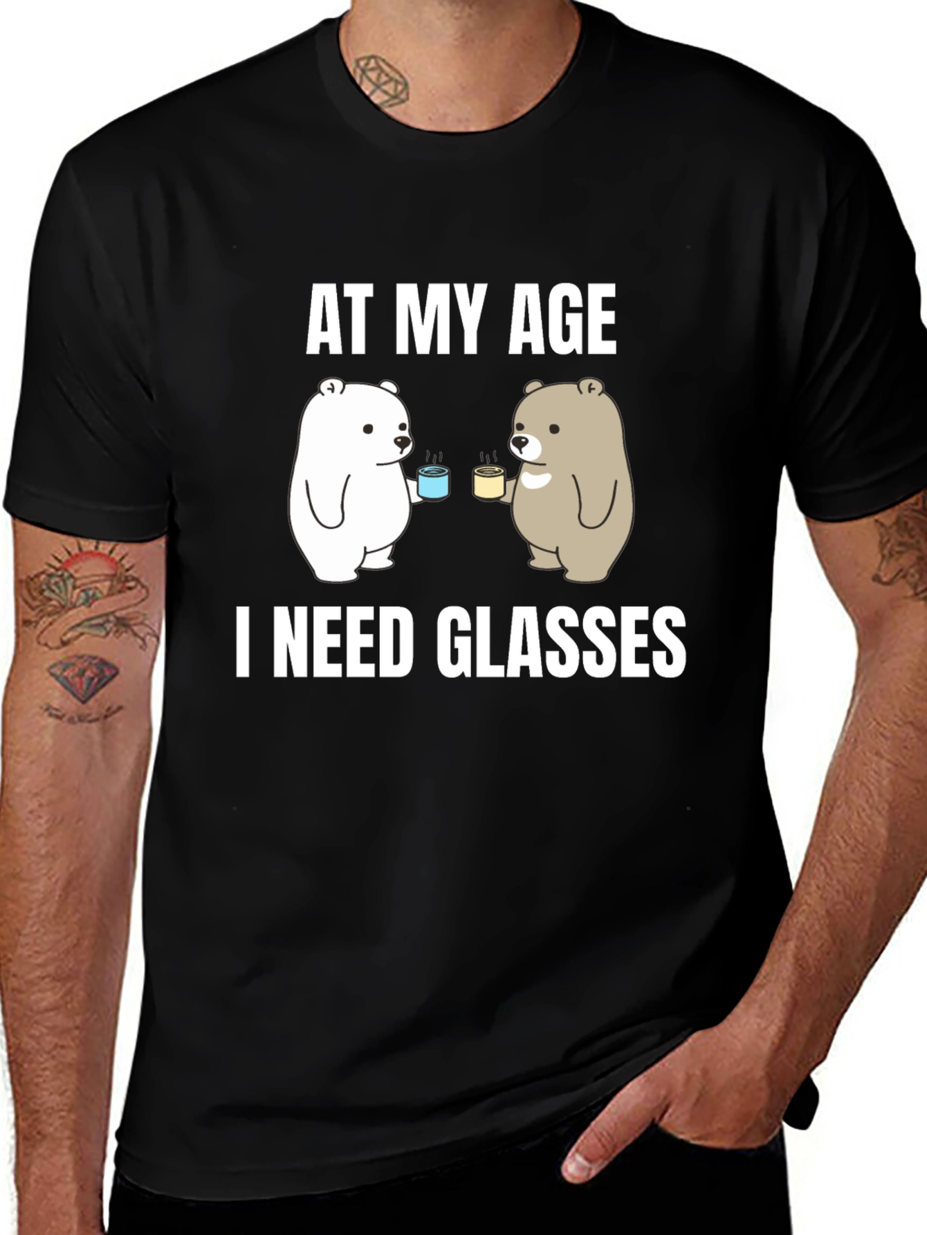Variant 8 of Funny Bear "At My Age I Need Glasses" Graphic Tee