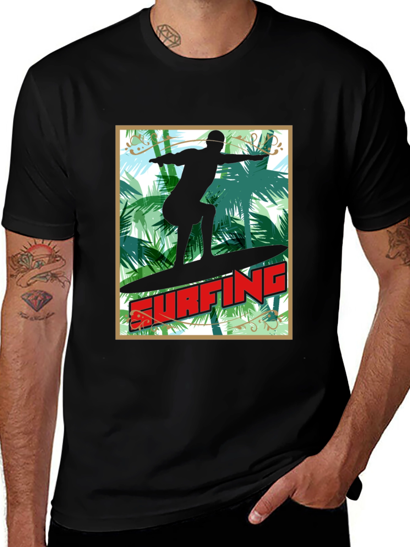 Variant 17 of Surfing Palm Tree Graphic Tee