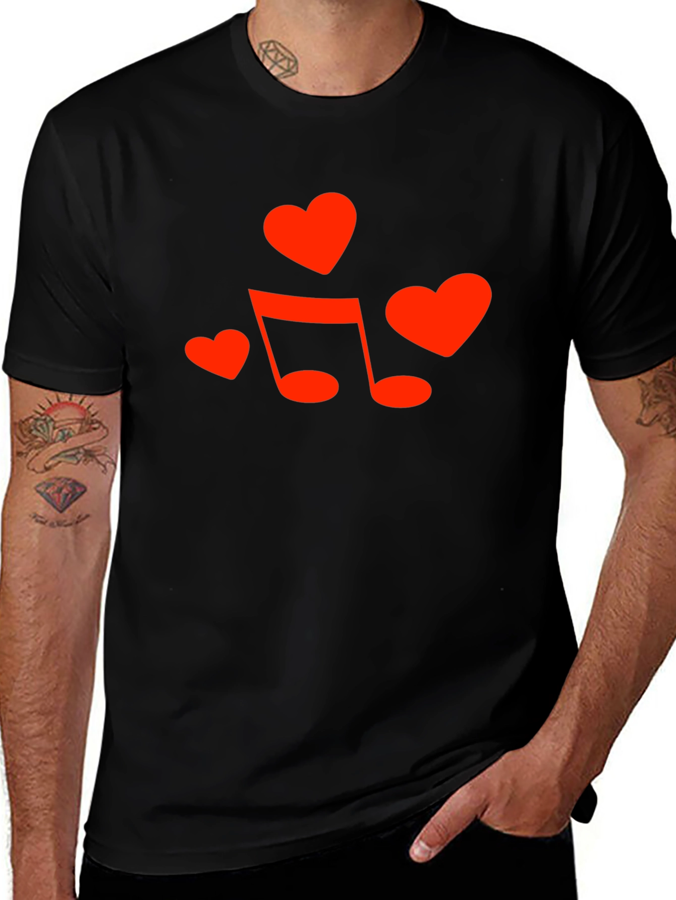 Variant 22 of Heart & Music Note Graphic Tee - Black