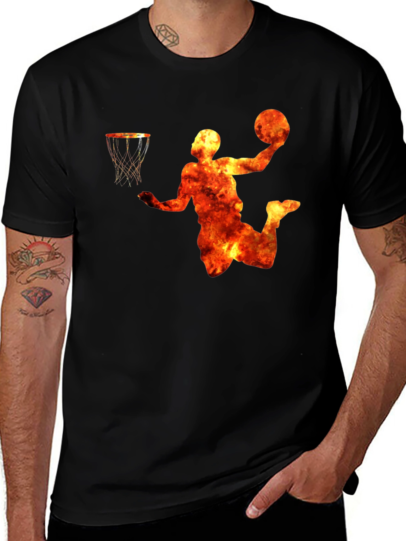 Variant 22 of Flaming Basketball Player Graphic T-Shirt