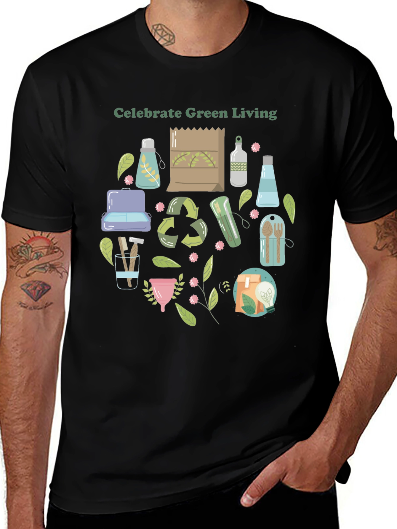 Black Eco-Friendly Living T-Shirt main image