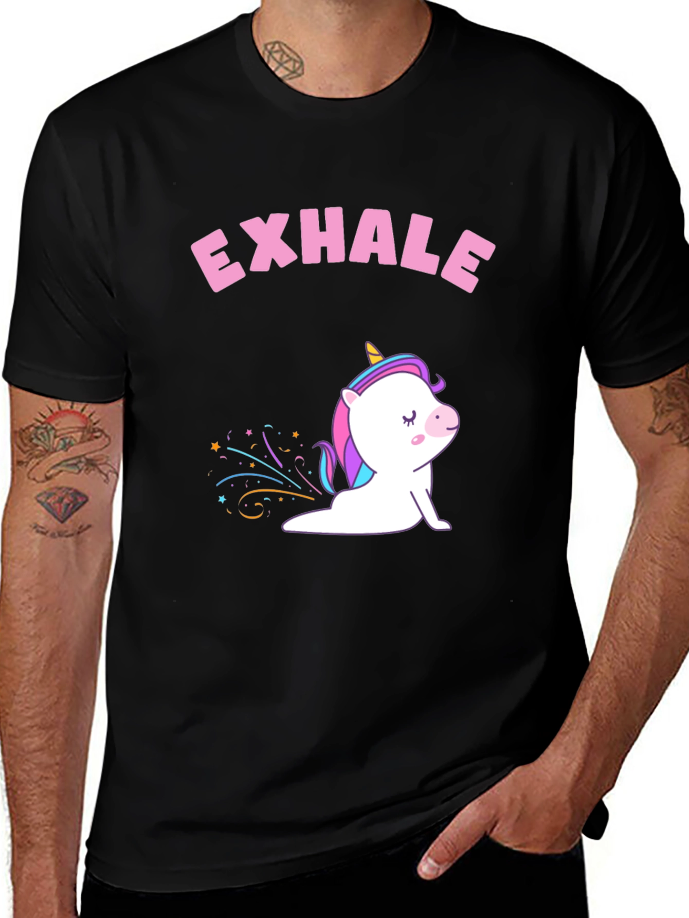 Variant 24 of Exhale Unicorn Graphic Tee - Comfort & Style