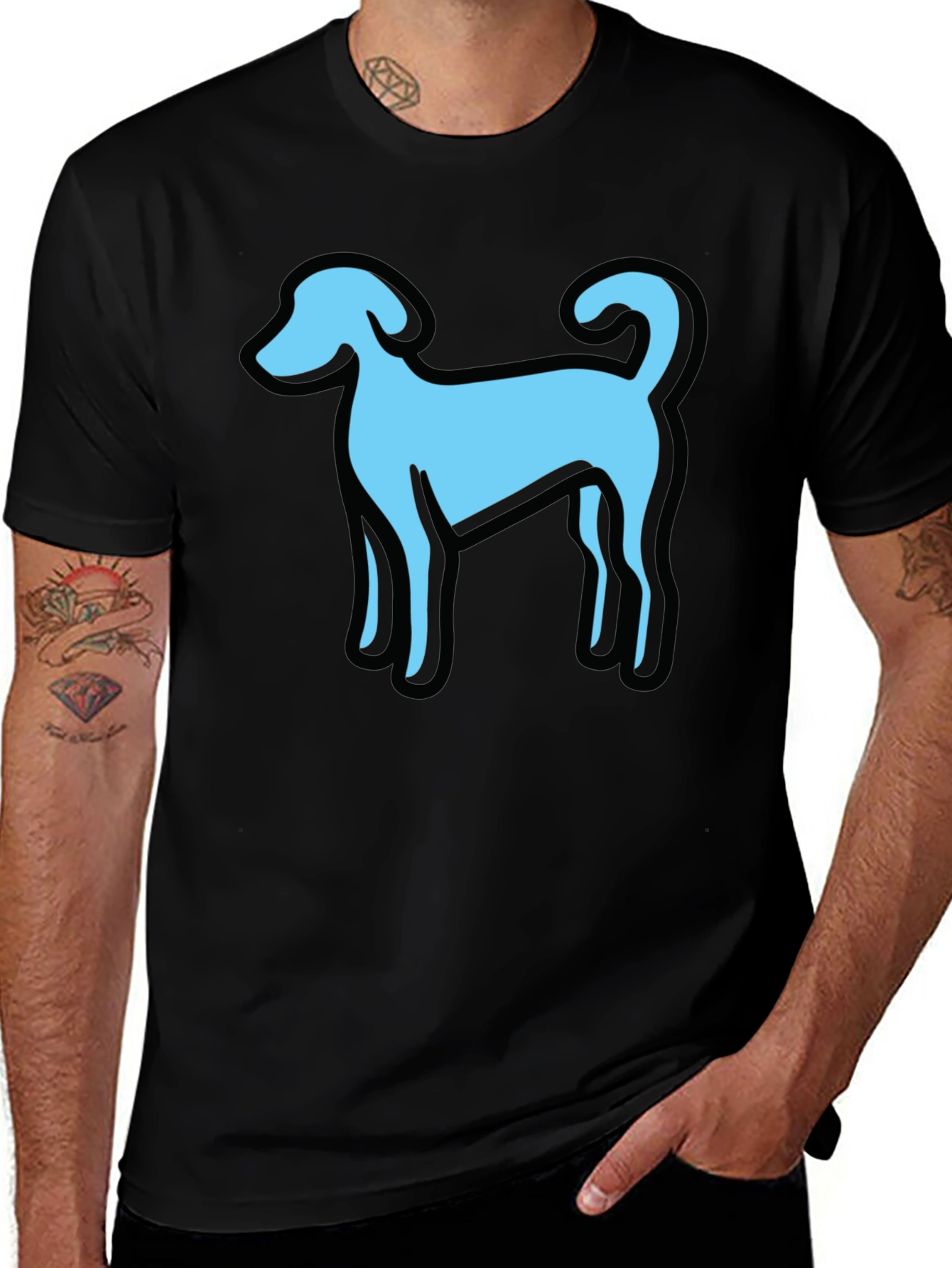 Variant 17 of Dog Graphic Black T-Shirt, Casual Tee
