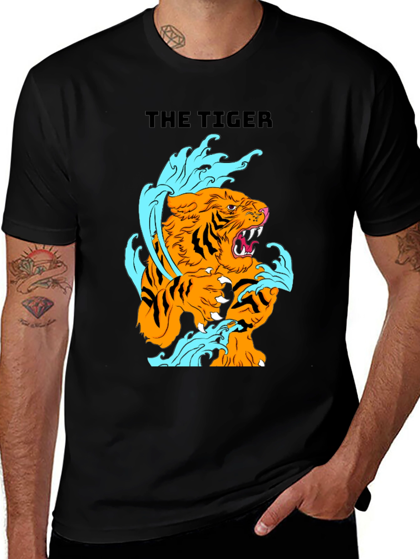 Variant 8 of The Tiger Graphic Black T-Shirt