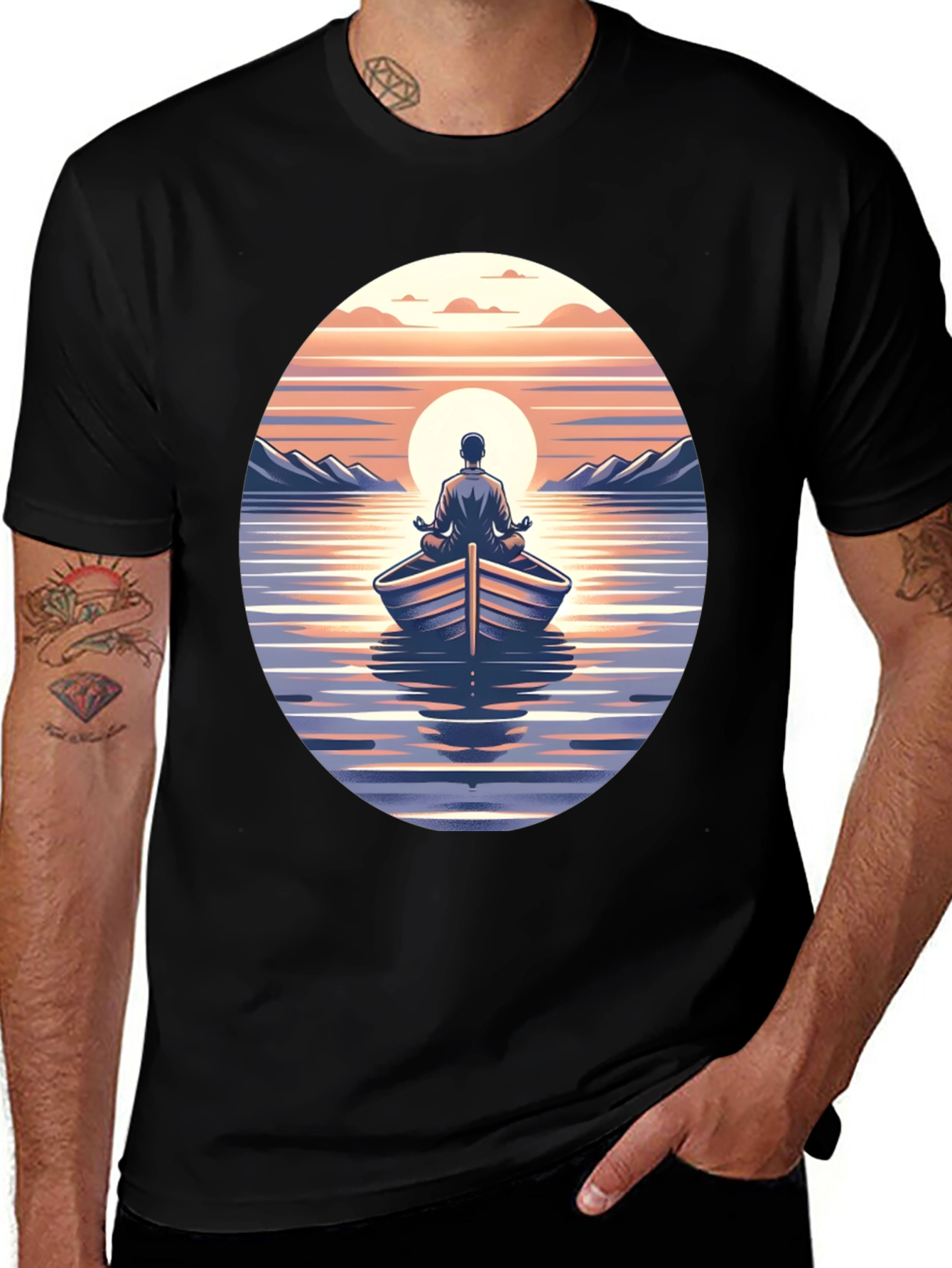 Variant 20 of Zen Boat Meditation Graphic T-Shirt