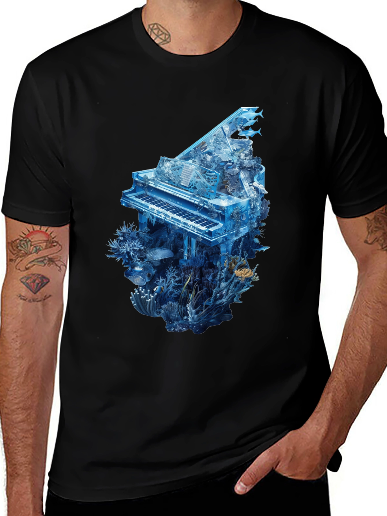 Piano Ocean Graphic T-Shirt