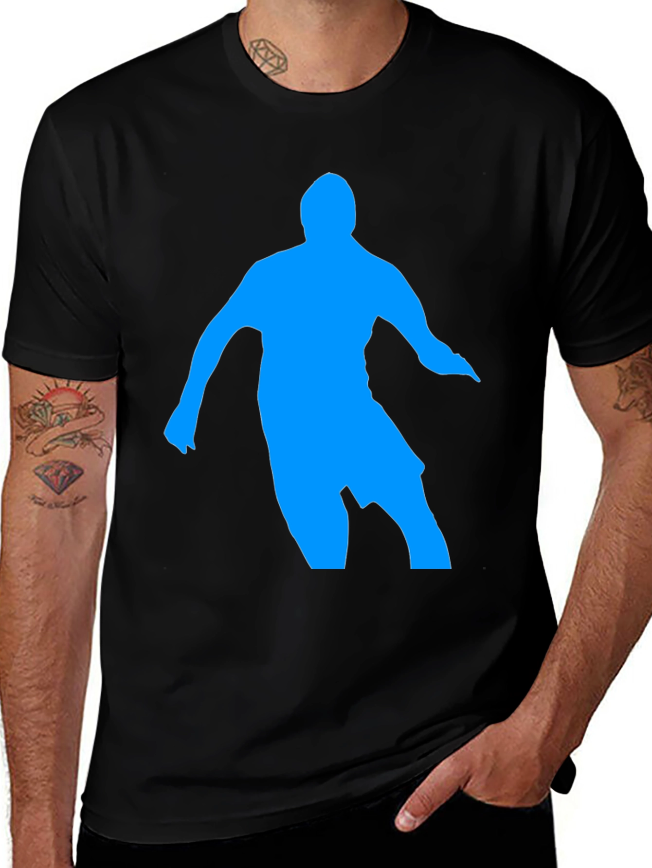 Variant 27 of Blue Silhouette Graphic Black T-Shirt