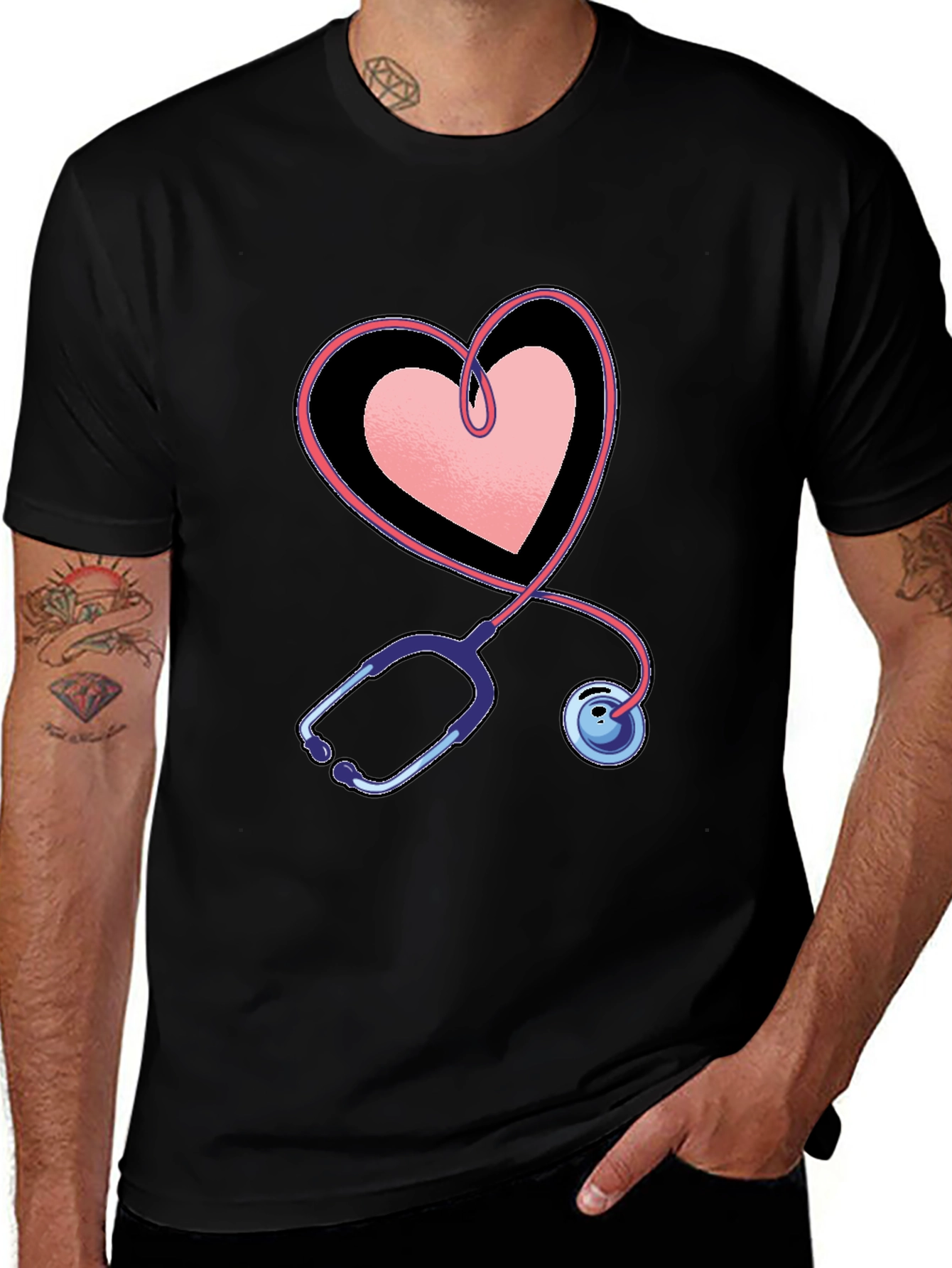 Variant 7 of Heart Stethoscope Graphic Tee - Medical Love