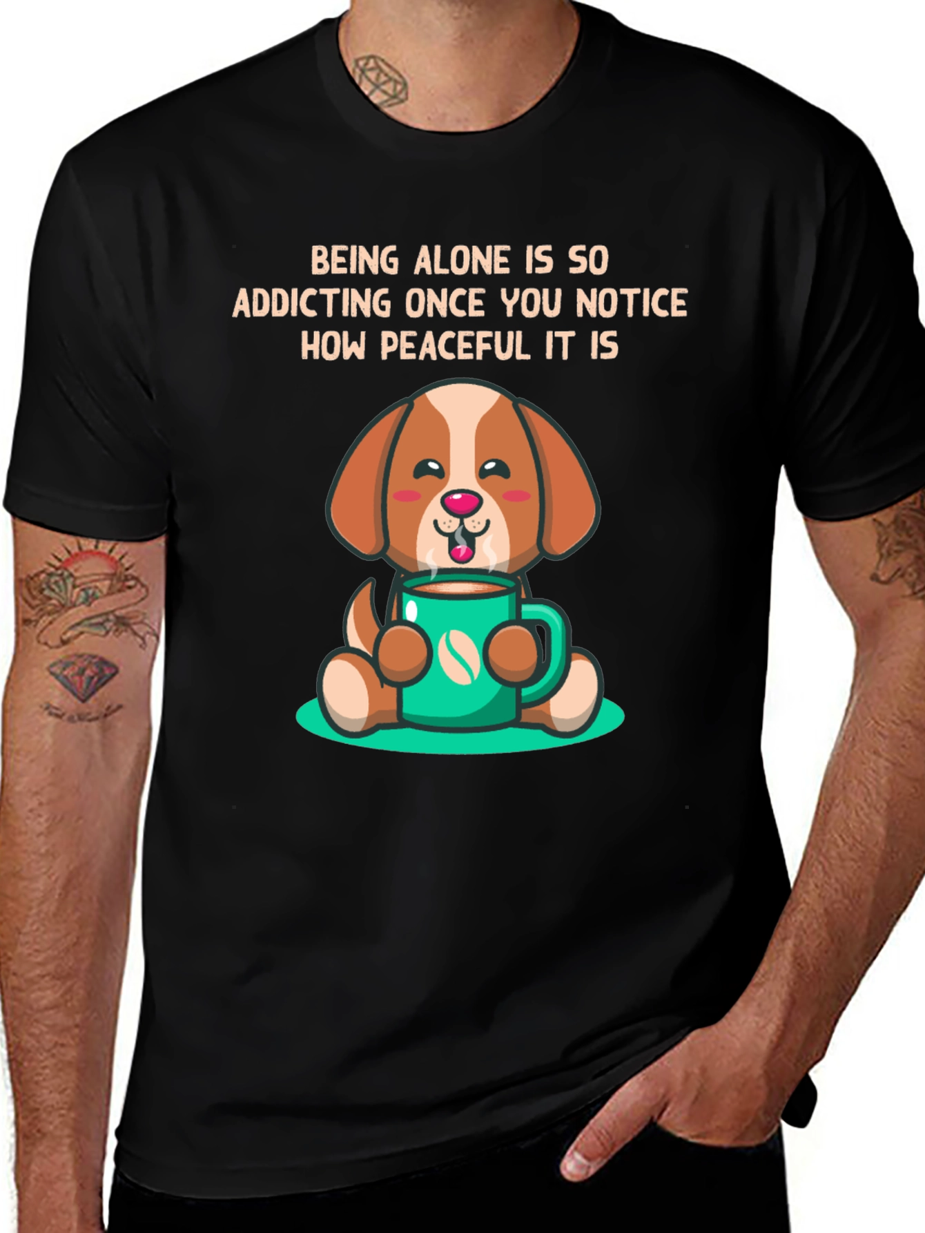 Variant 27 of Peaceful Alone Dog Graphic Tee