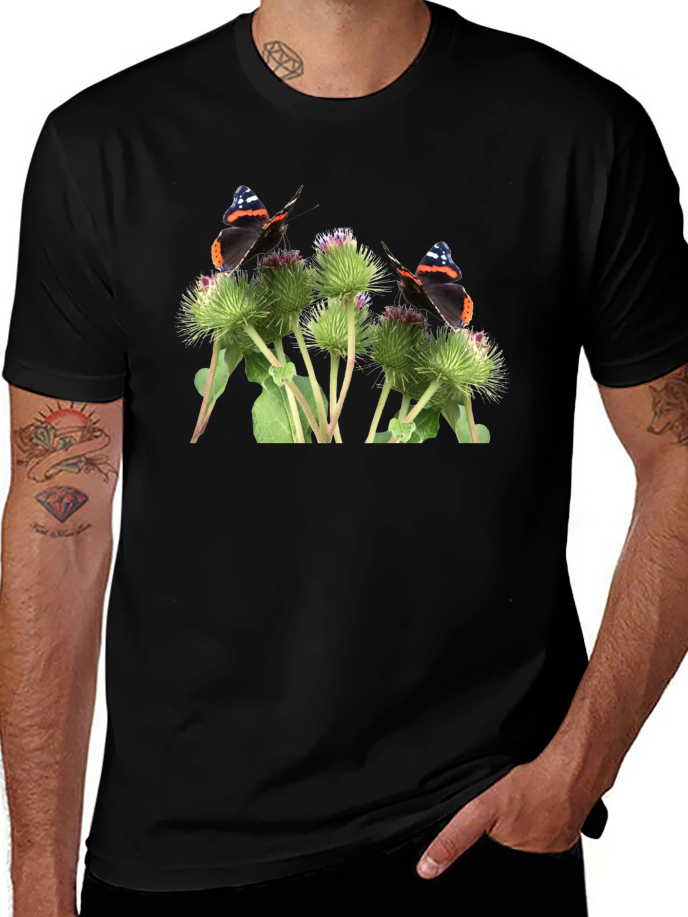 Butterfly Burdock Black T-Shirt