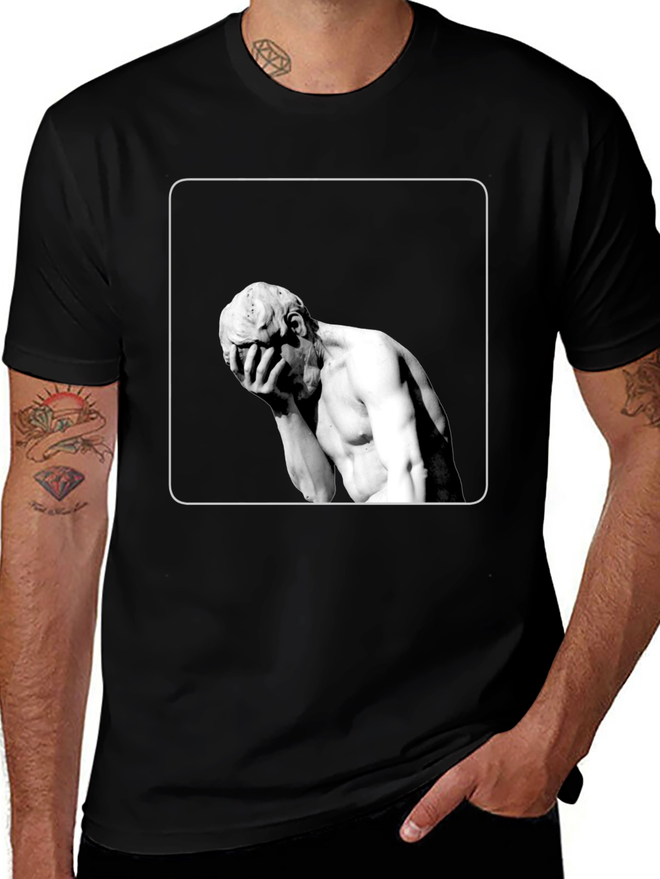 Variant 19 of Statue Graphic Black T-Shirt