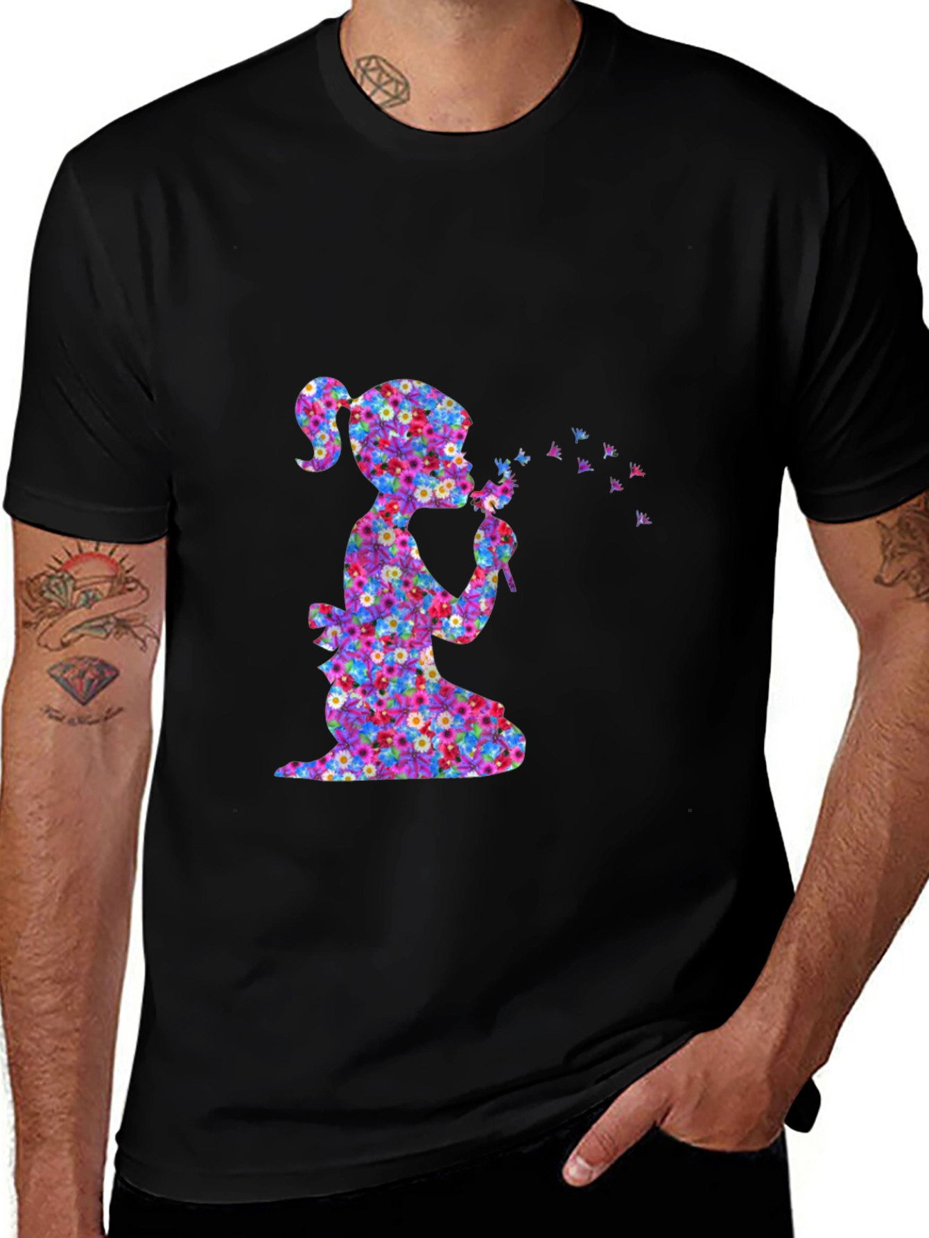 Variant 7 of Floral Girl Blowing Dandelion T-Shirt