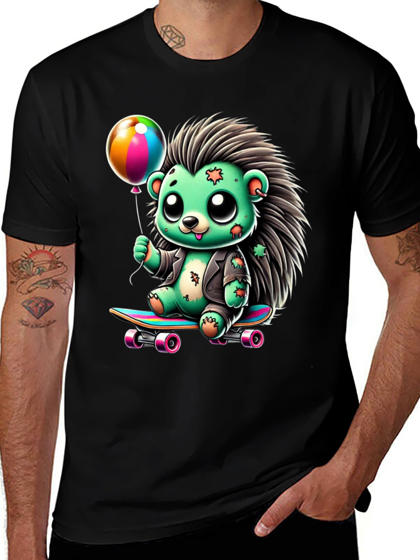 Variant 9 of Skateboarding Hedgehog Graphic Tee