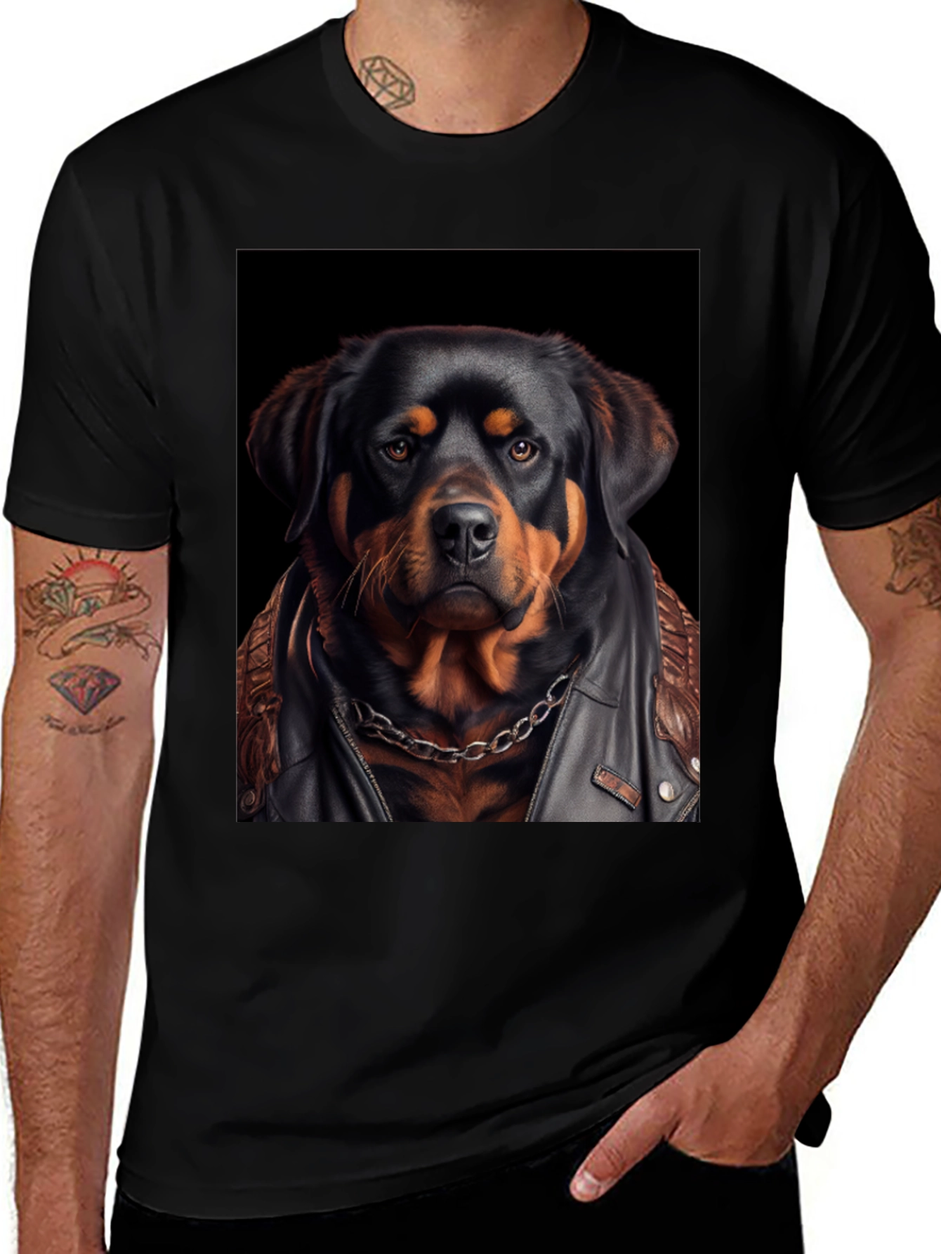 Rottweiler Biker T-Shirt - Cool Dog Tee