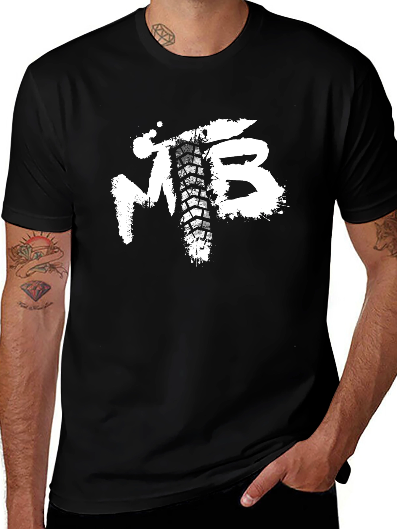 Variant 25 of MTB Tire Track T-Shirt - Black