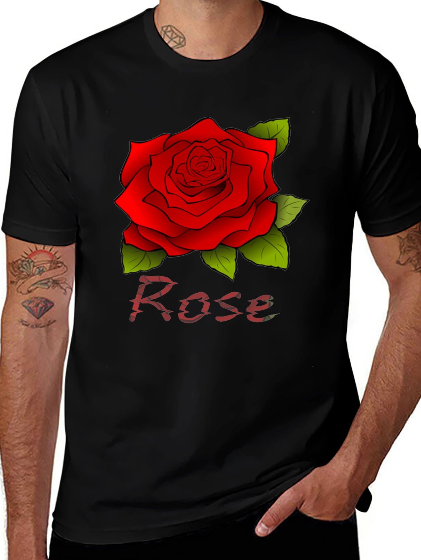 Variant 15 of Rose Graphic Print Black T-Shirt