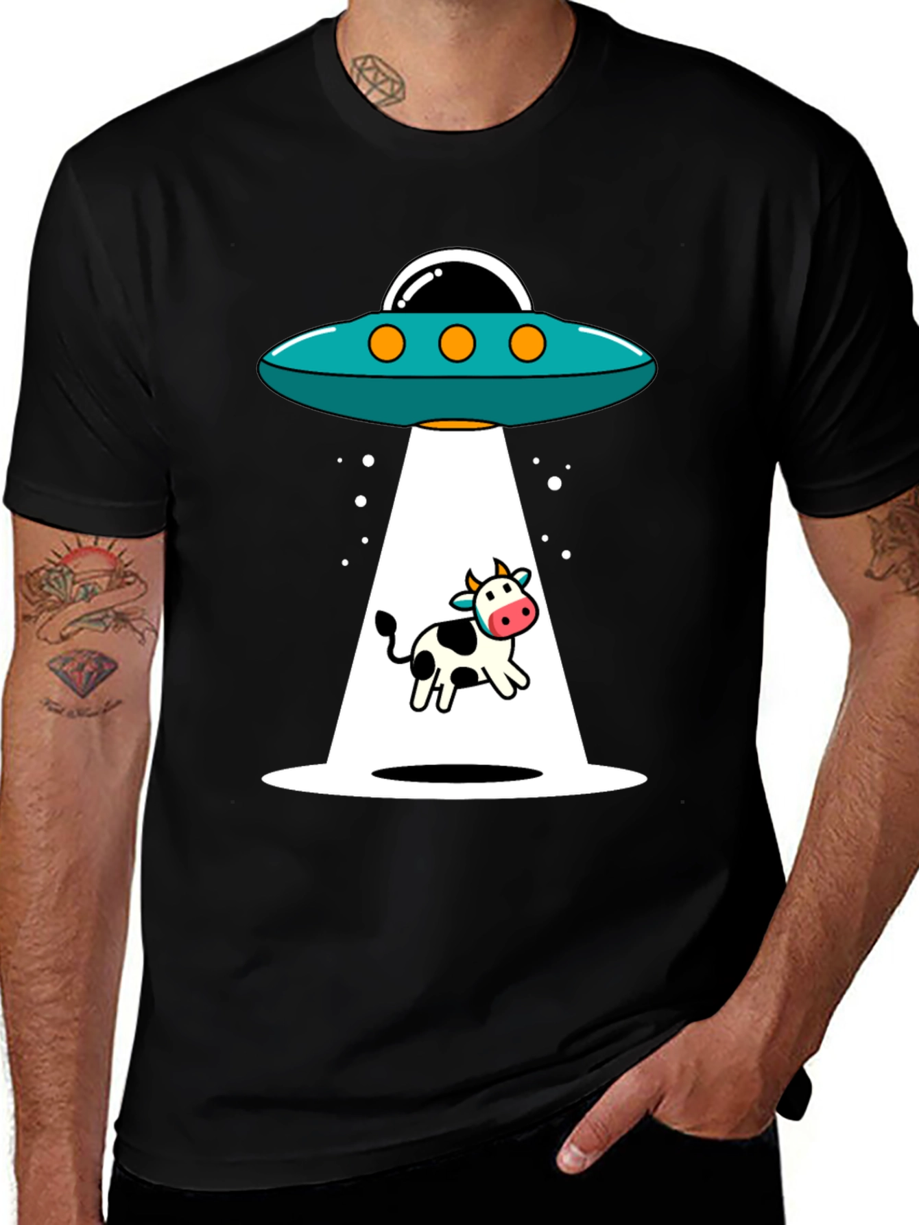 Variant 6 of Cow Abduction T-Shirt - UFO Graphic Tee