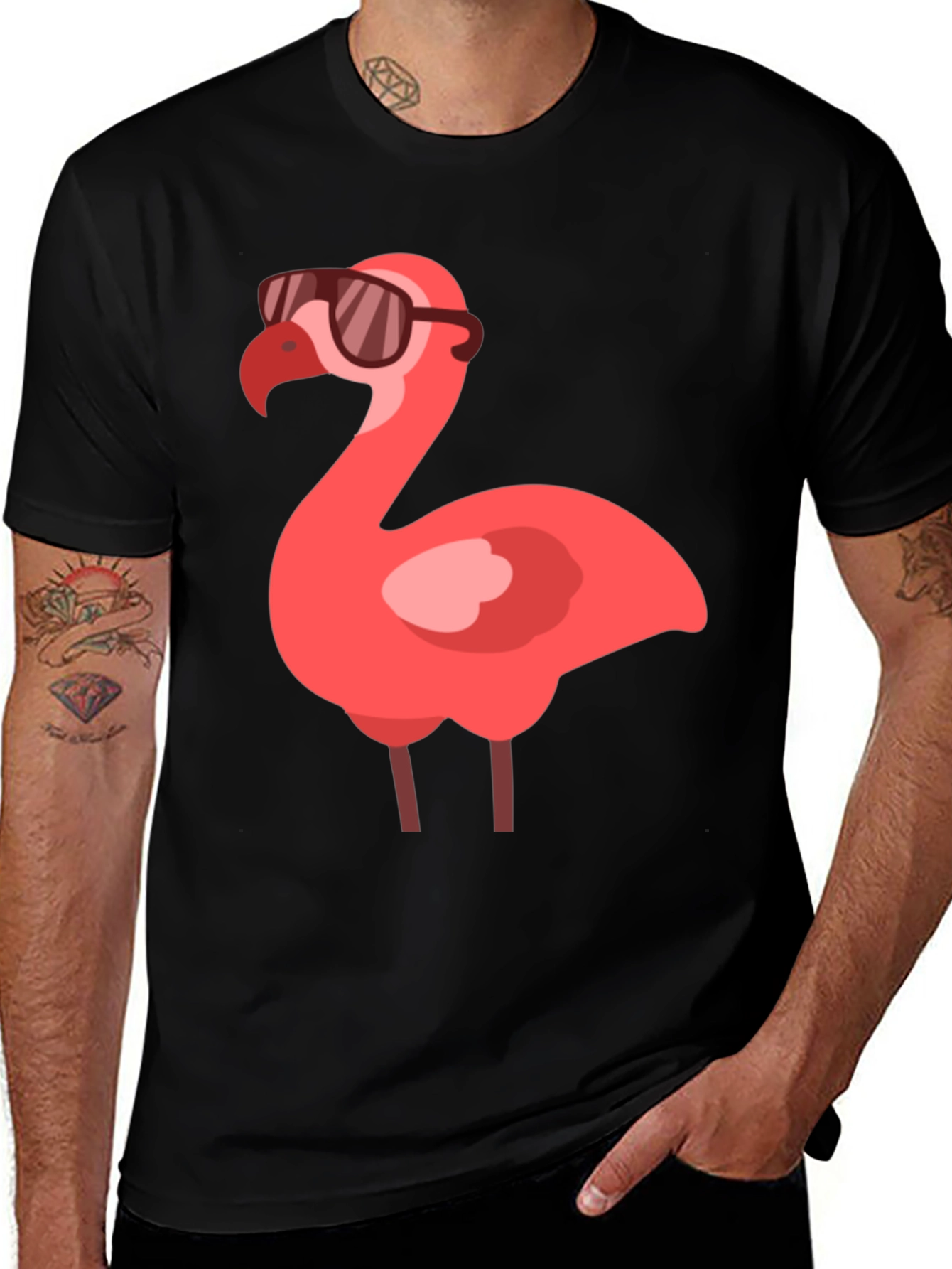 Variant 4 of Cool Flamingo Graphic Tee - Stylish Black T-Shirt