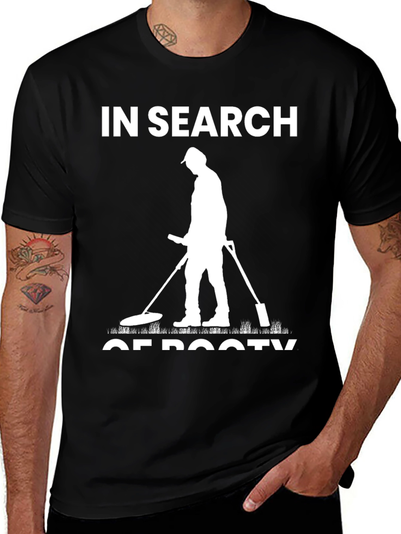 Variant 22 of In Search of Booty Black T-Shirt Metal Detecting