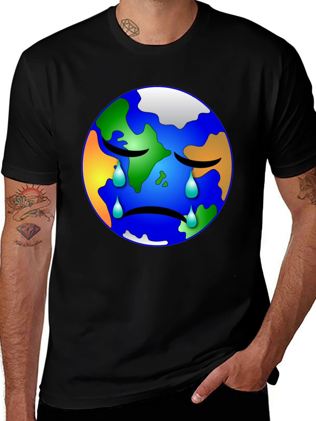 Variant 4 of Sad Earth Graphic T-Shirt - Save the Planet Tee