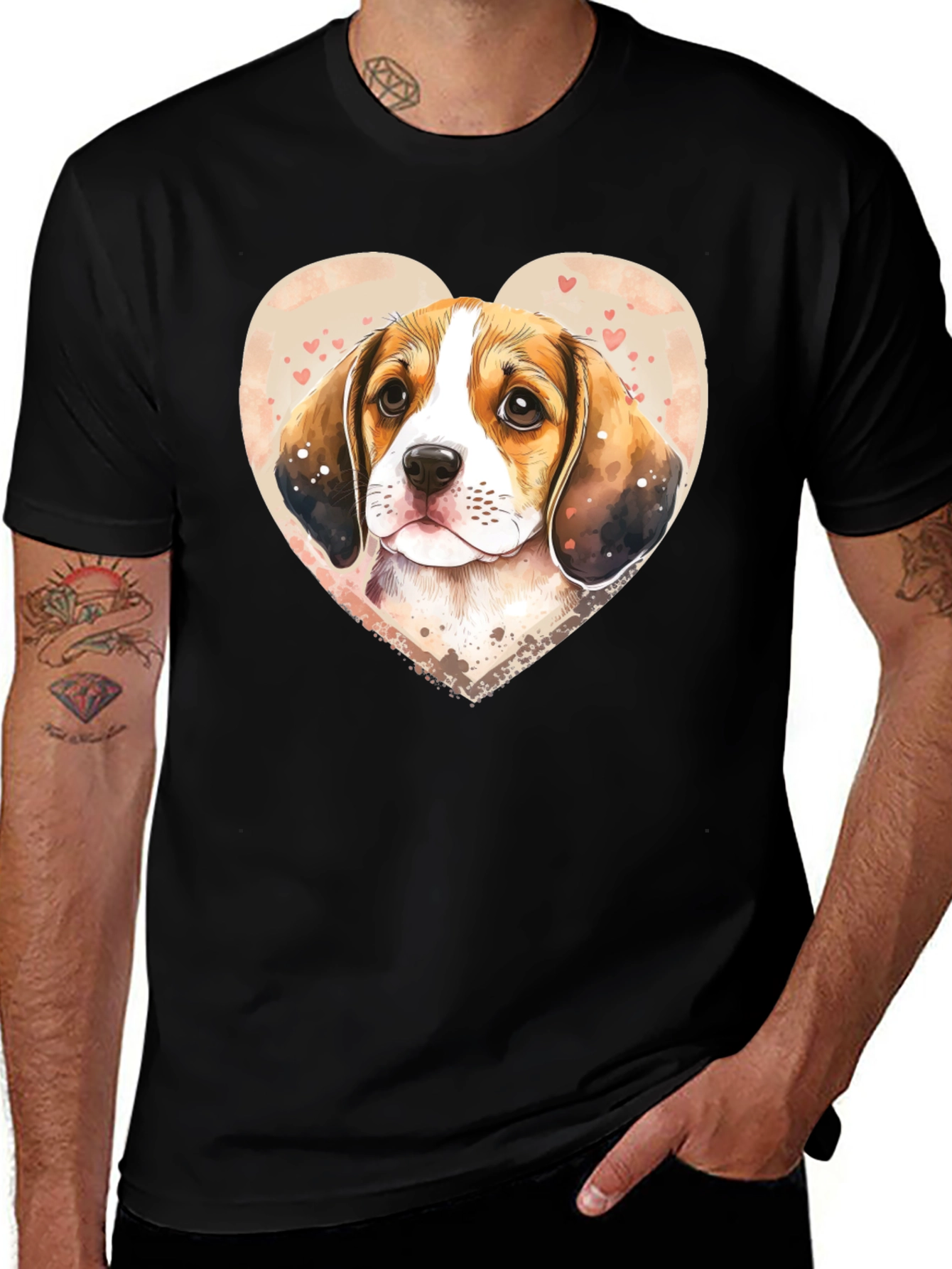 Beagle Love Heart T-Shirt - Men's Graphic Tee