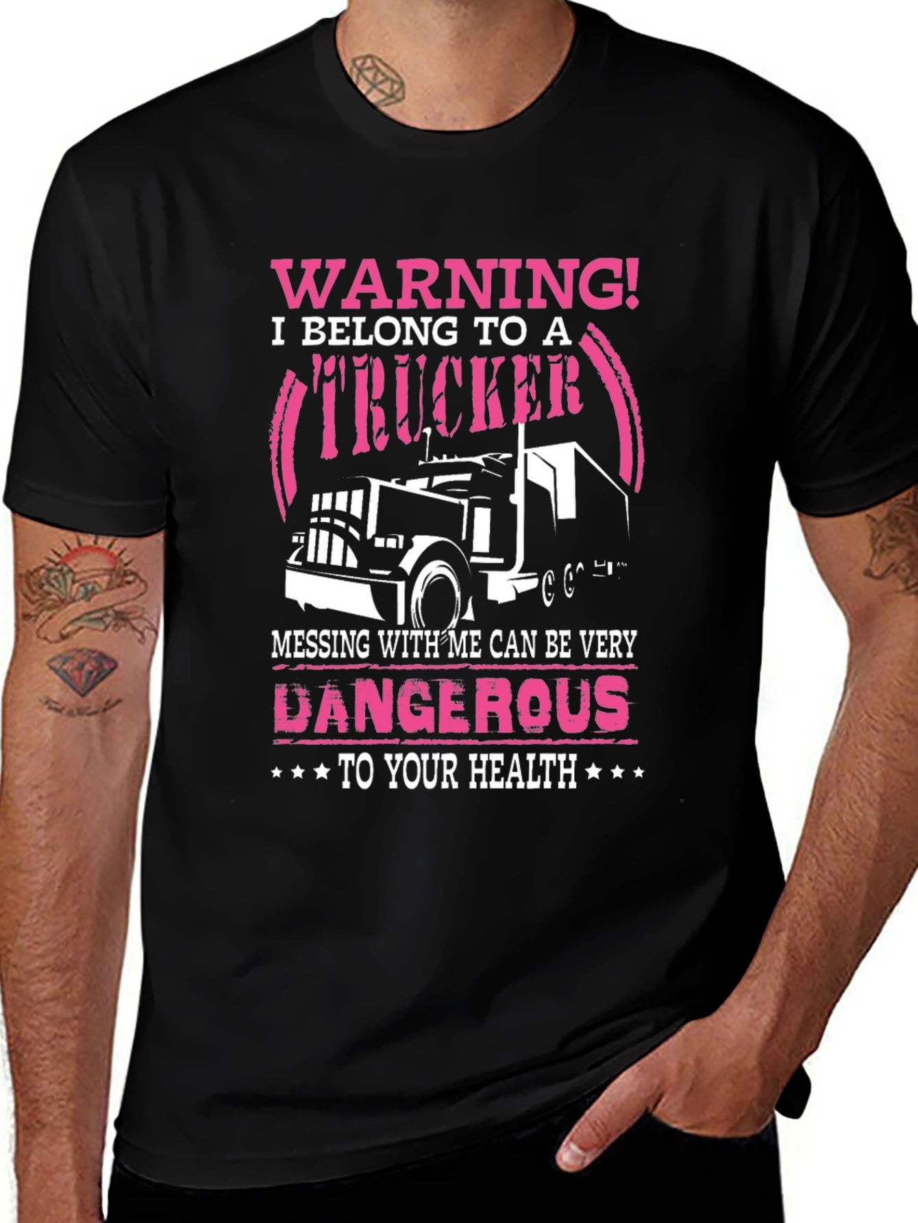 Variant 8 of Warning Trucker T-Shirt - Dangerous