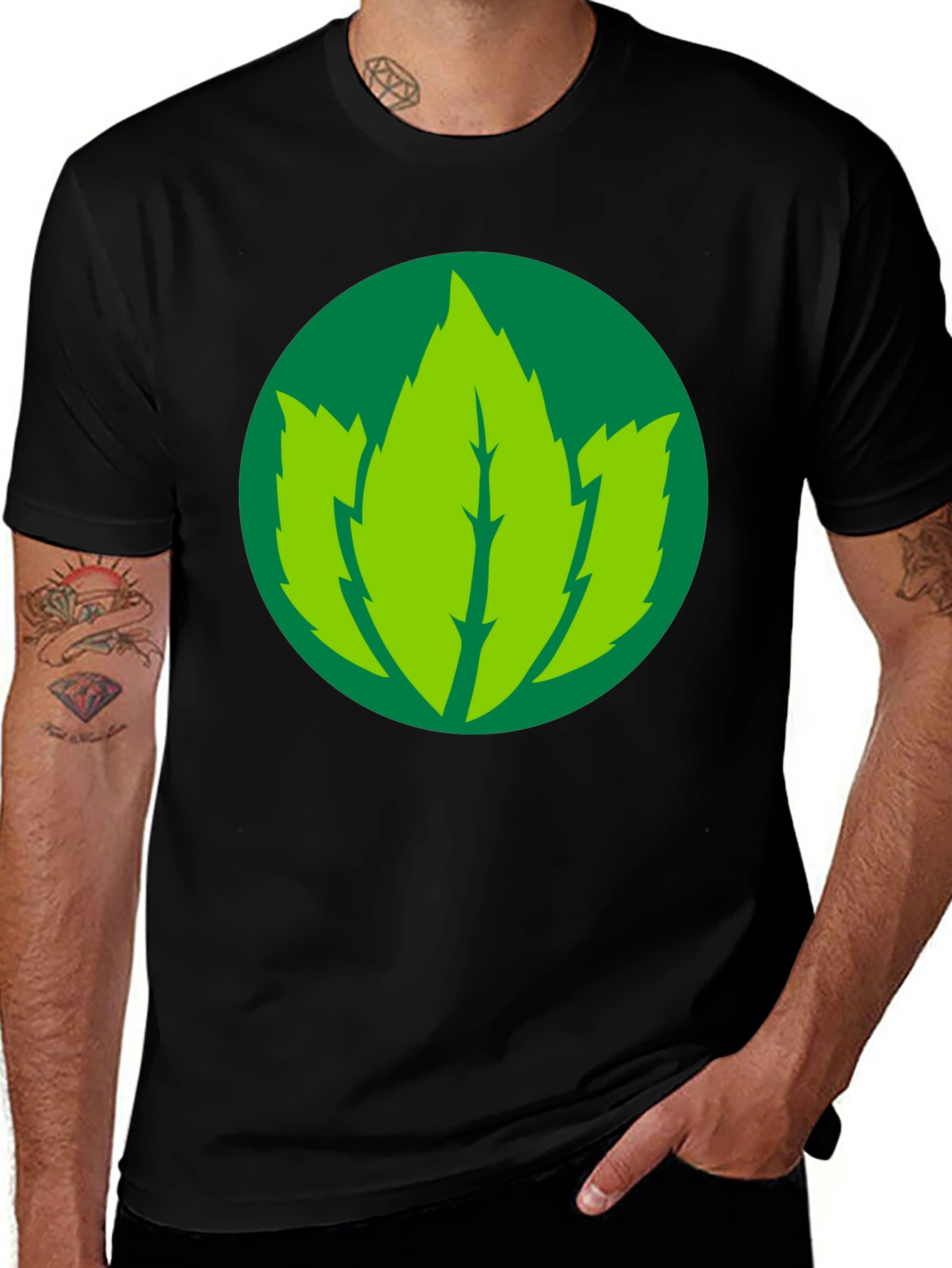 Variant 26 of Leaf Logo Black T-Shirt