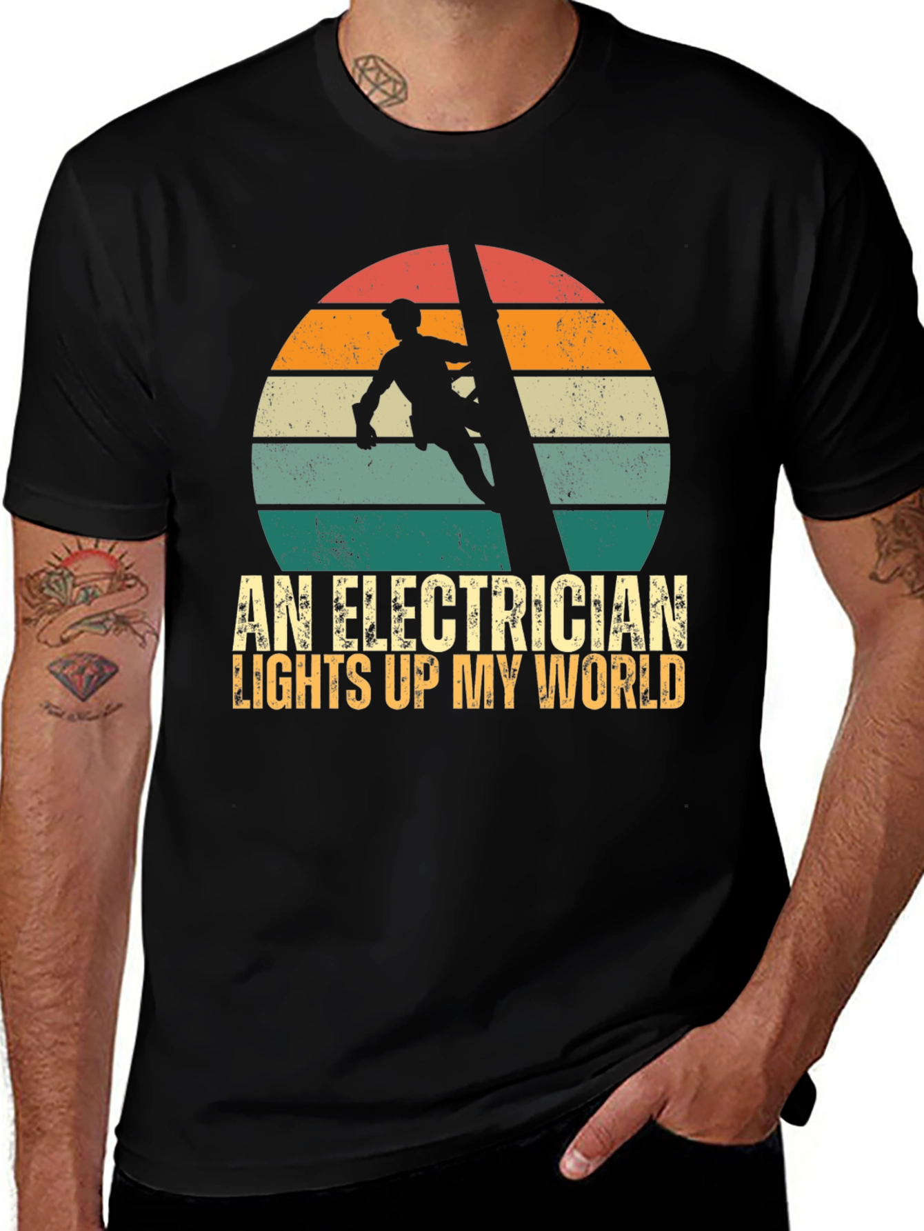 Variant 30 of Electrician T-Shirt - Lights Up My World, Sunset Graphic