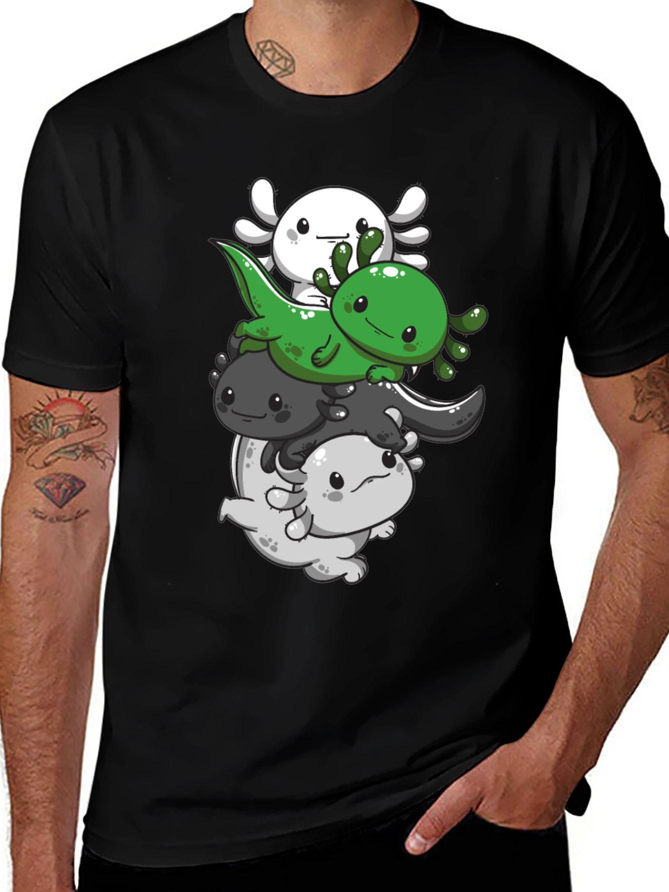 Axolotl Stack T-Shirt - Cute Amphibian Design
