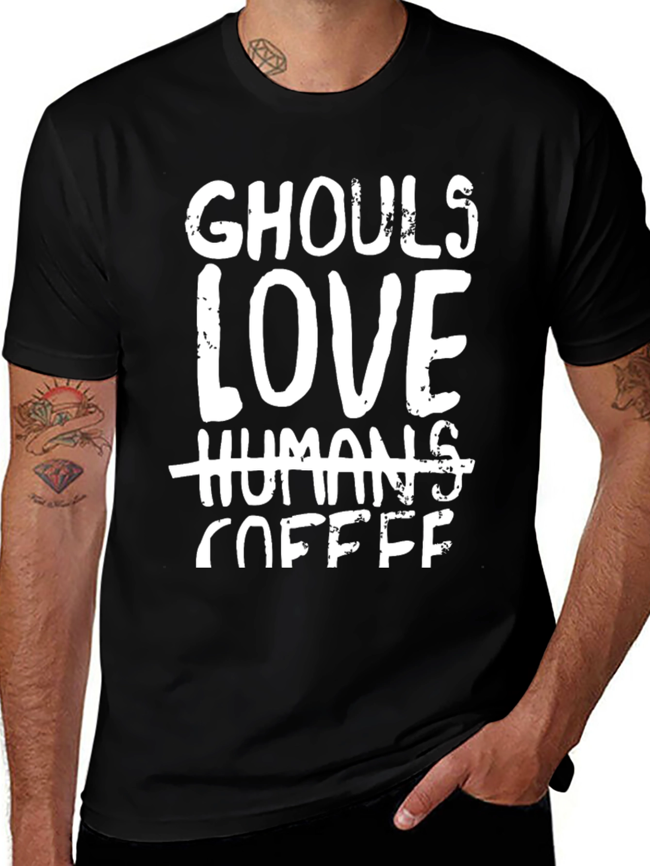 Black Ghouls Love Coffee T-Shirt - Funny Halloween Tee main image