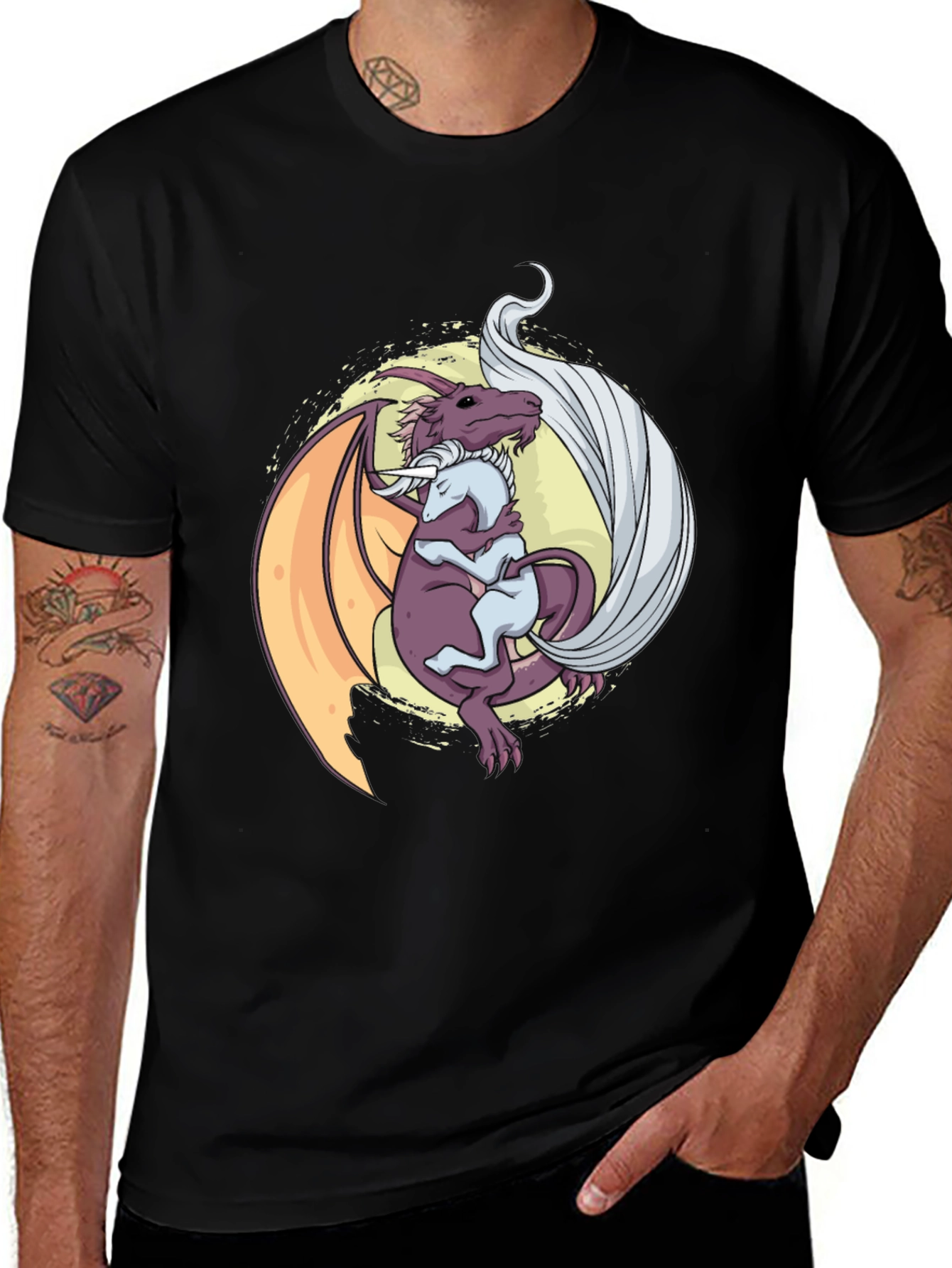 Variant 4 of Dragon Hug T-Shirt - Fantasy Graphic Tee