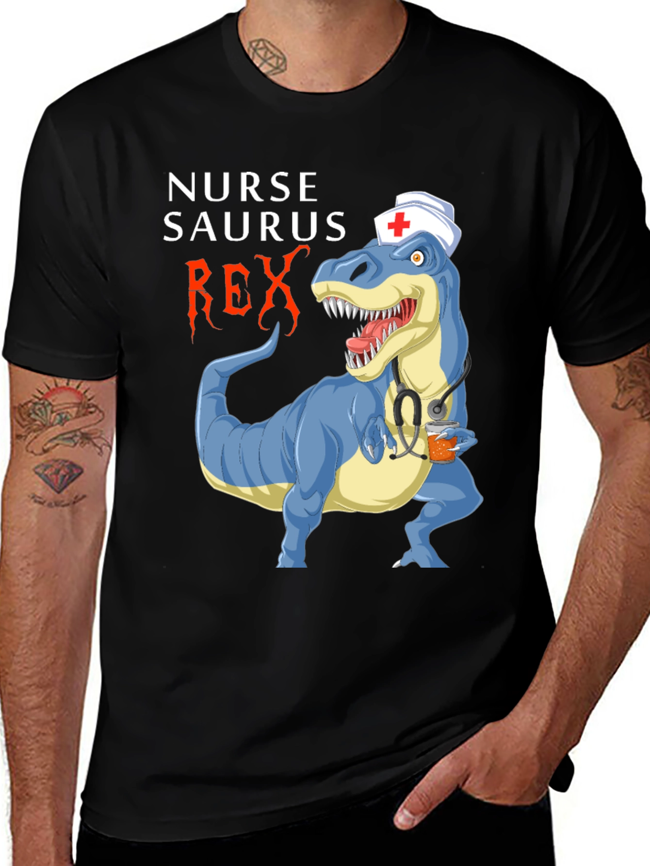 Variant 27 of Nurse Saurus Rex T-Shirt Funny Dino Graphic Tee