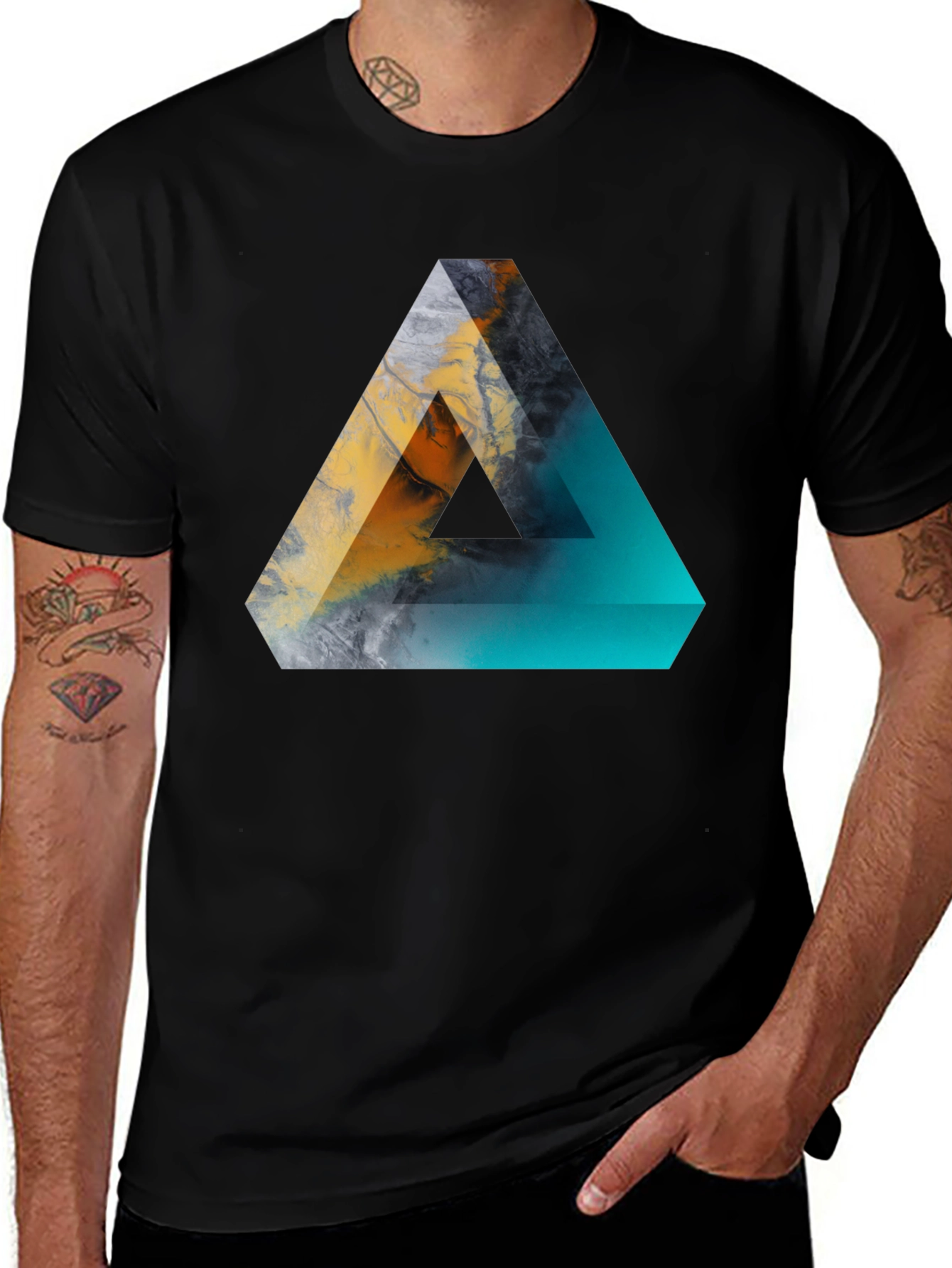 Variant 18 of Abstract Triangle Graphic Men's Black T-Shirt