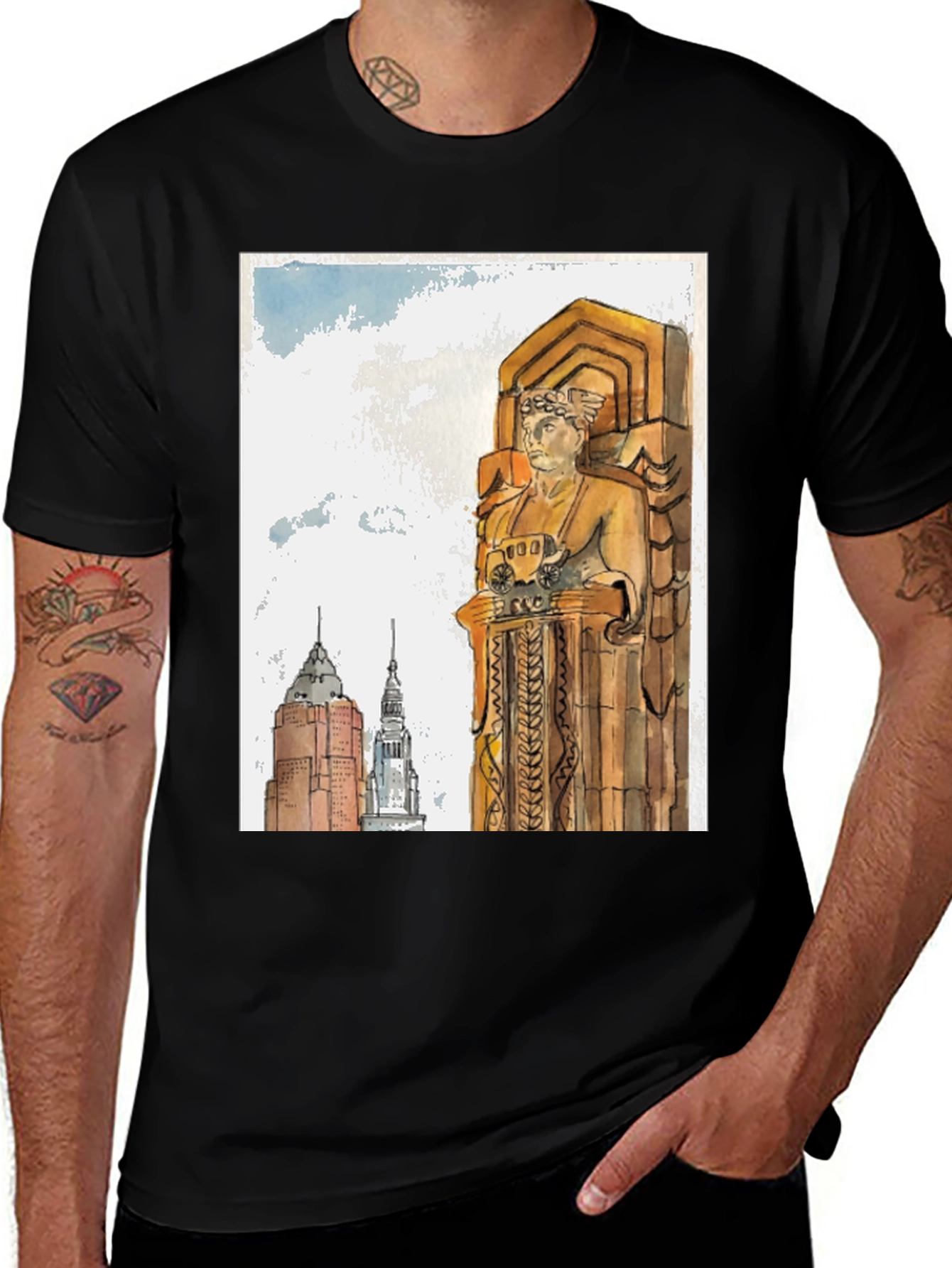 Variant 29 of Cleveland Ohio Guardian Statue T-Shirt