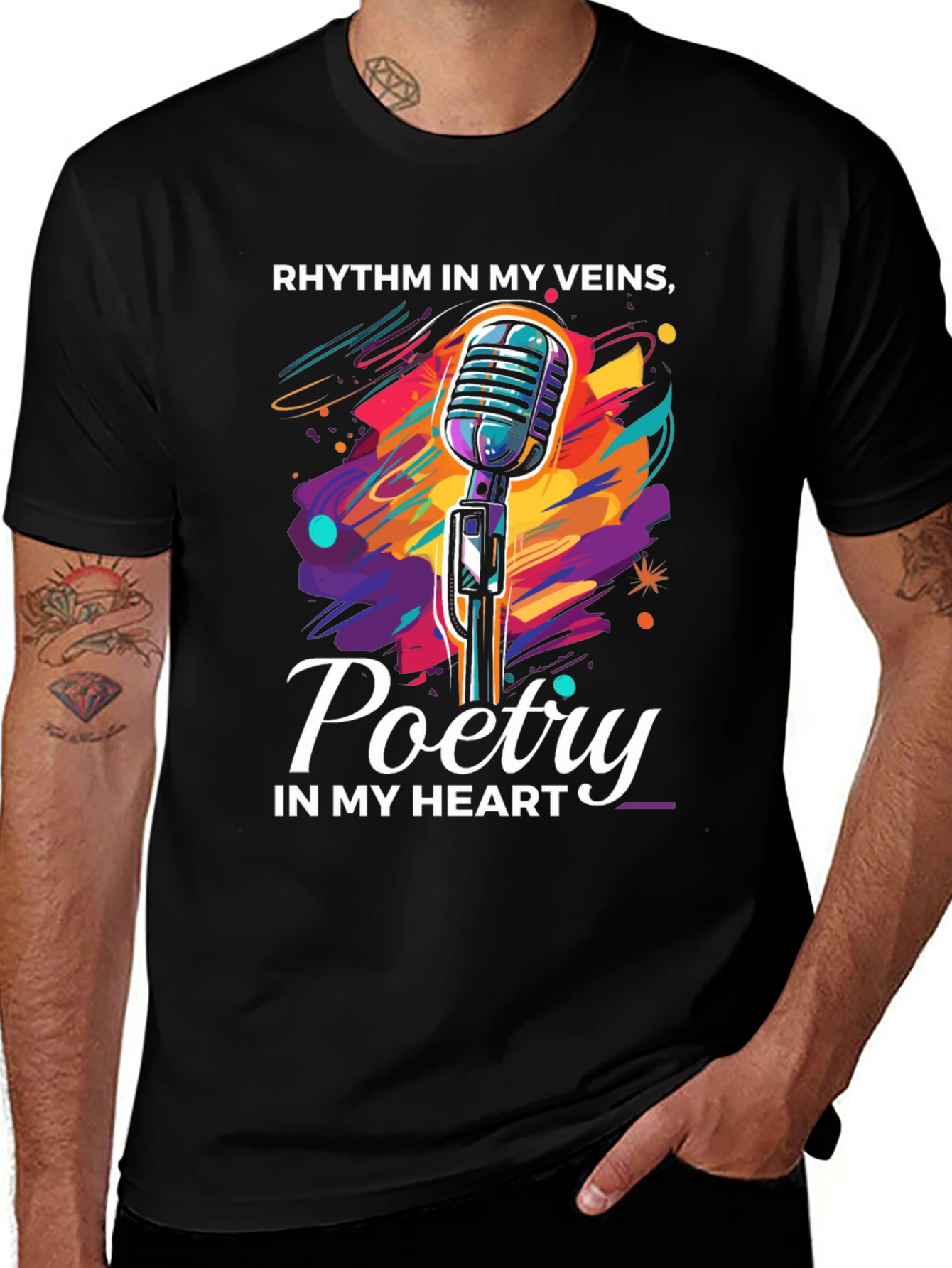 Variant 18 of Poetry in My Heart T-Shirt - Rhythm Microphone Tee