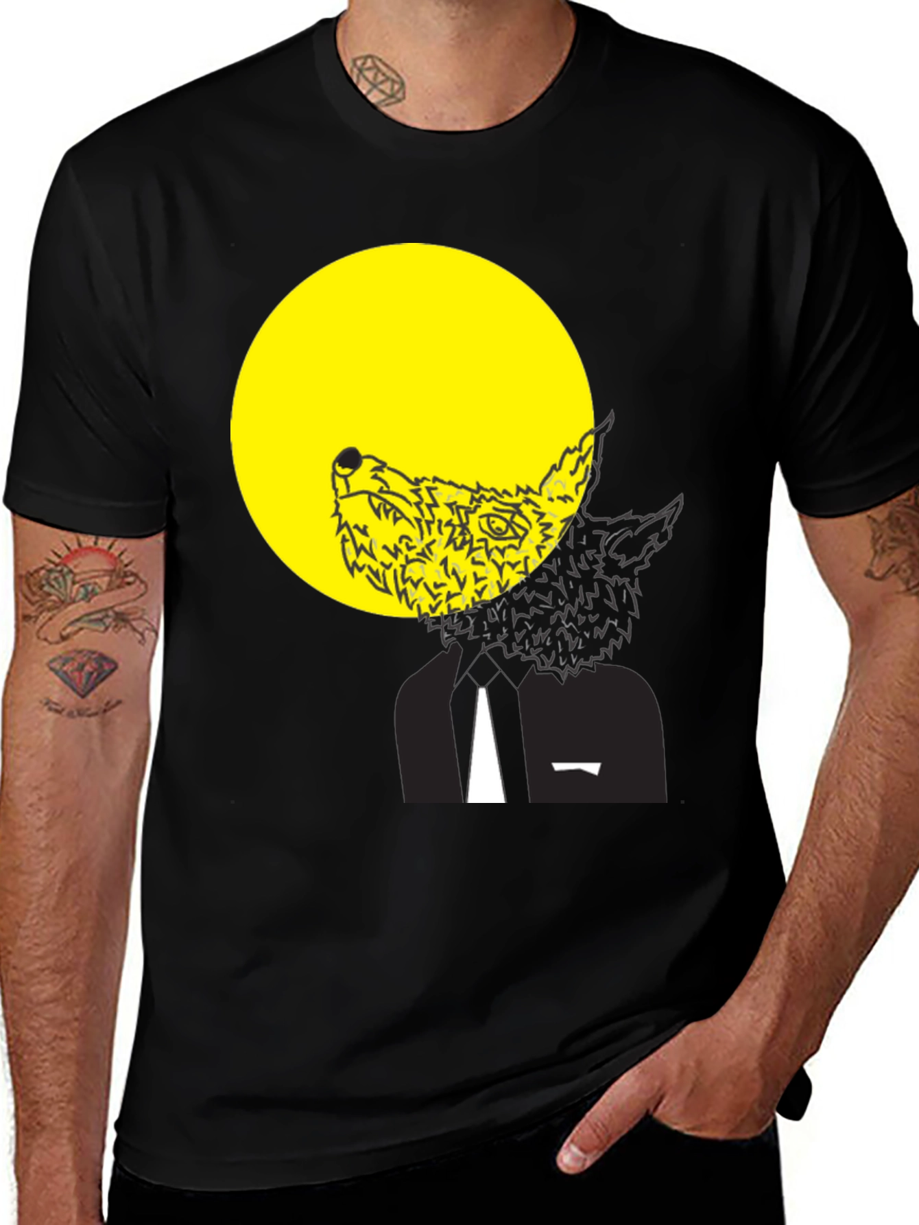 Variant 15 of Wolf Moon Graphic Tee - Black