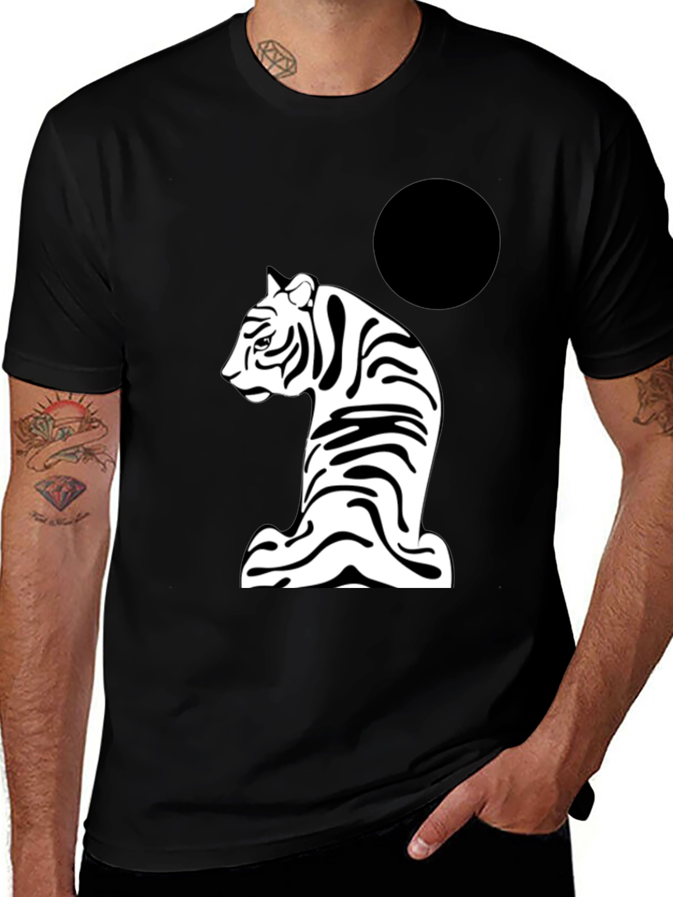 Variant 14 of Black Tiger Graphic Tee - Unique Design