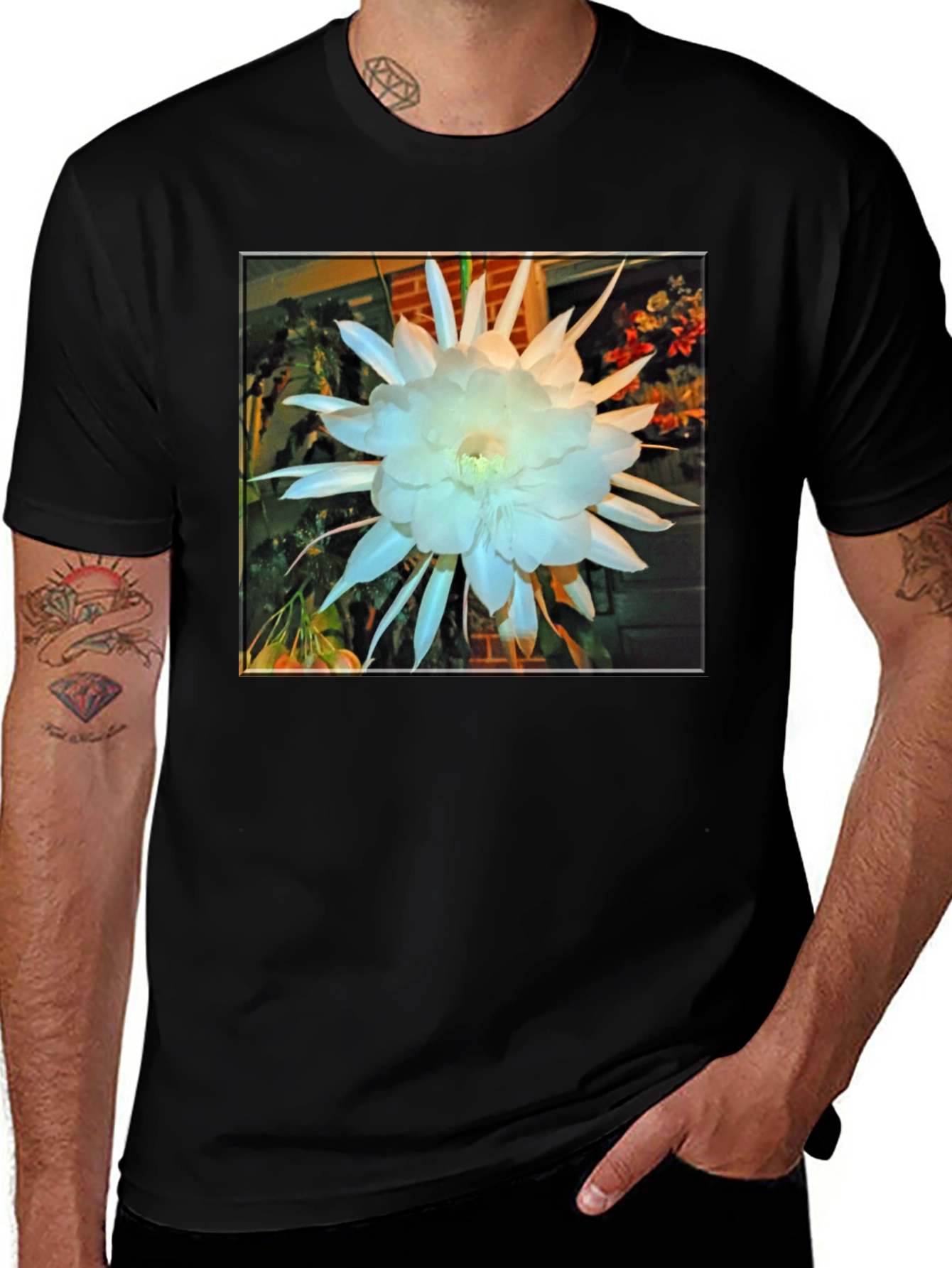 Variant 13 of Floral T-Shirt - Night Blooming Cereus Design