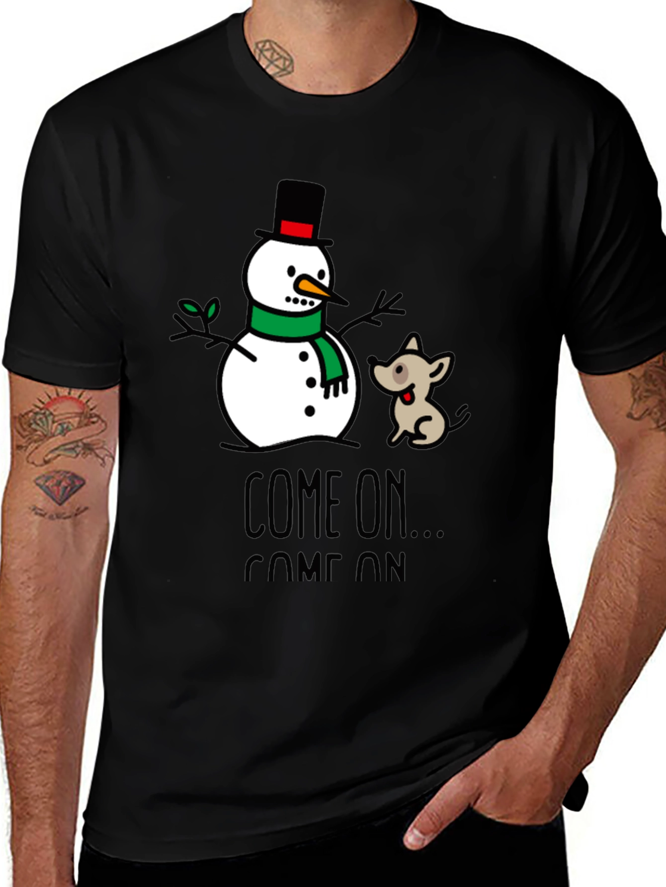 Variant 4 of Snowman & Dog Graphic Tee - "Come On..."