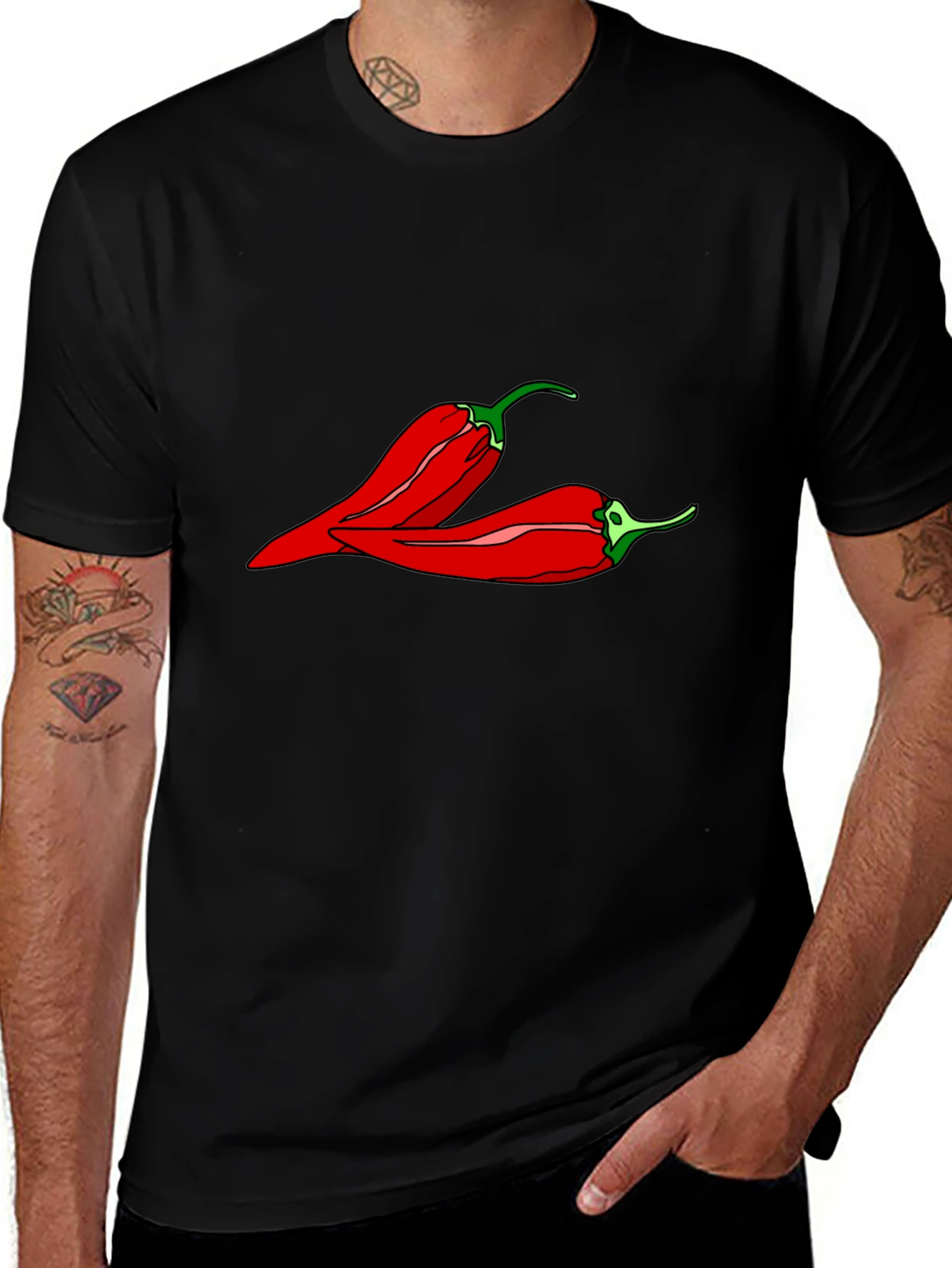 Black Spicy Pepper Graphic Tee - Black Unisex T-Shirt main image